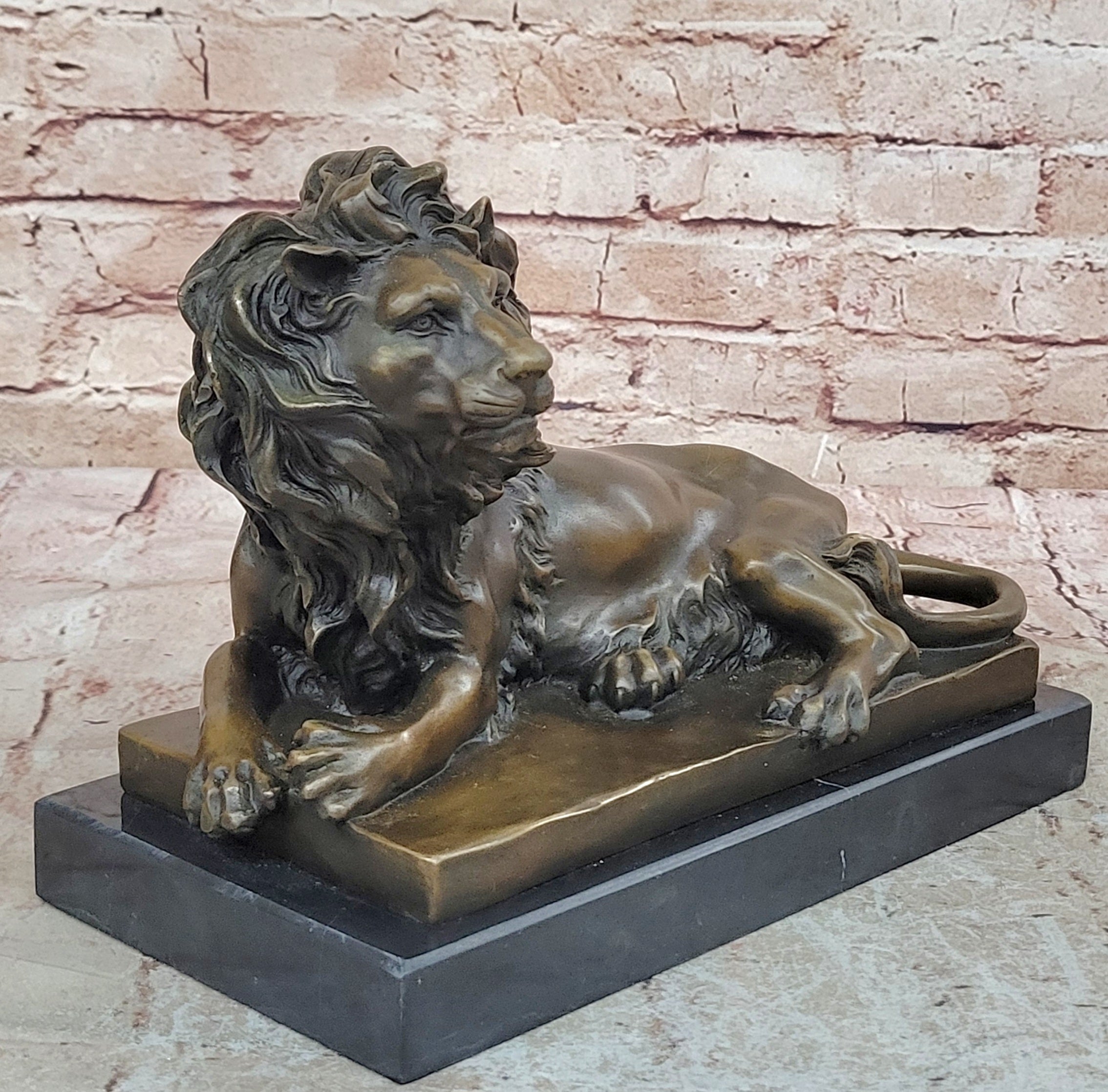Rare Pure Bronze Sculpture Large Wild African Lion On Prowl Wildli Statue SALE