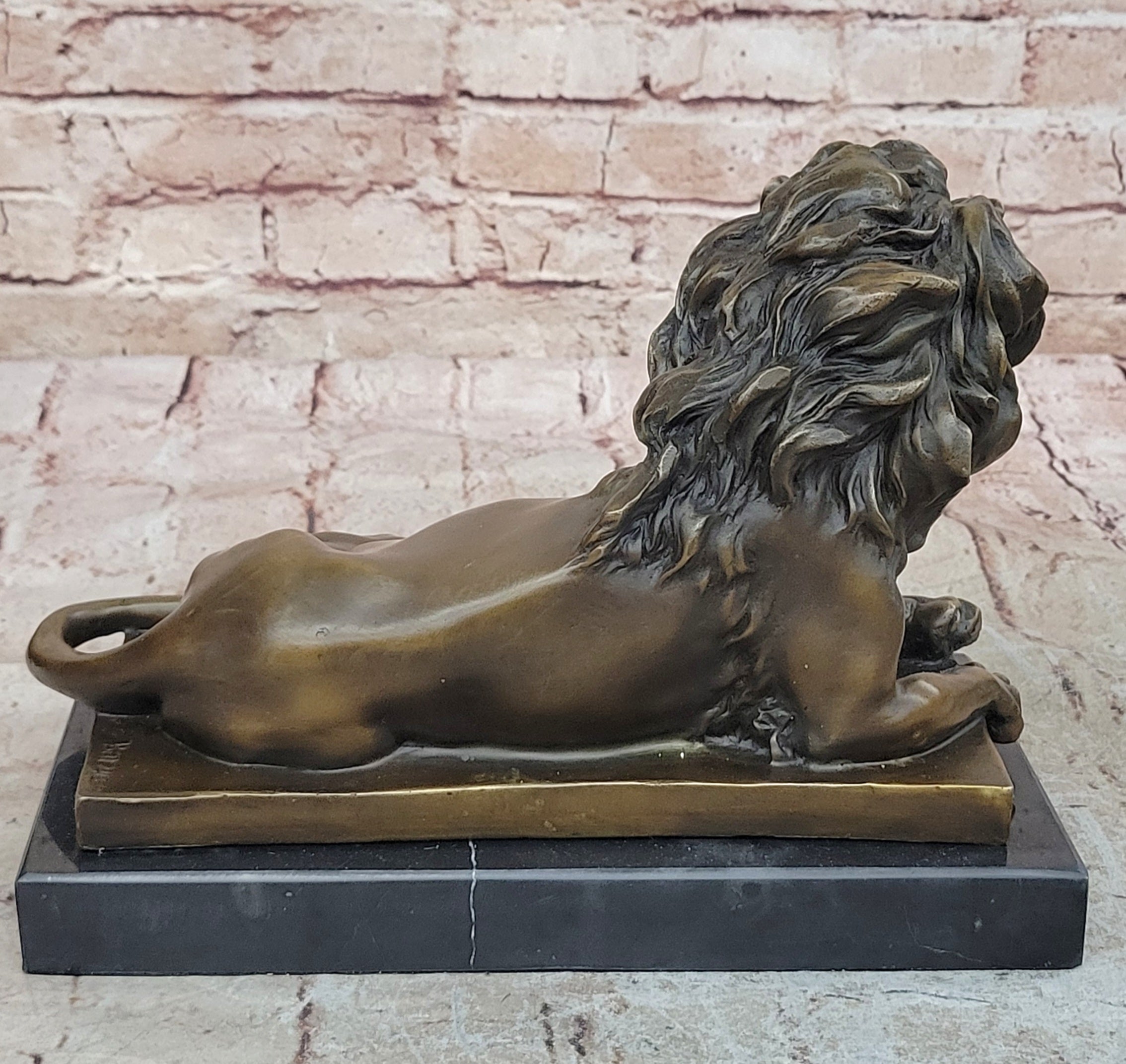 Rare Pure Bronze Sculpture Large Wild African Lion On Prowl Wildli Statue SALE