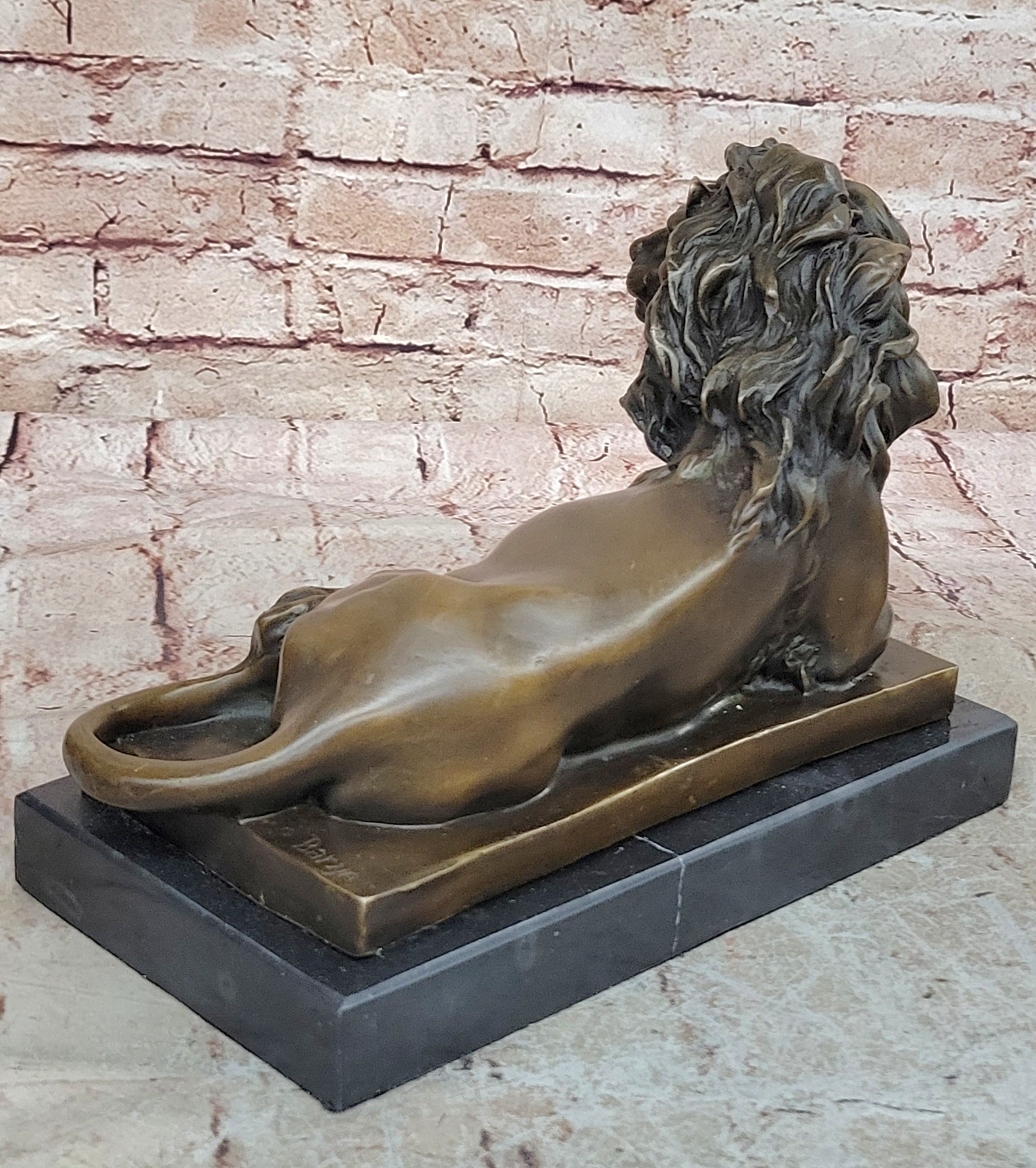 Rare Pure Bronze Sculpture Large Wild African Lion On Prowl Wildli Statue SALE