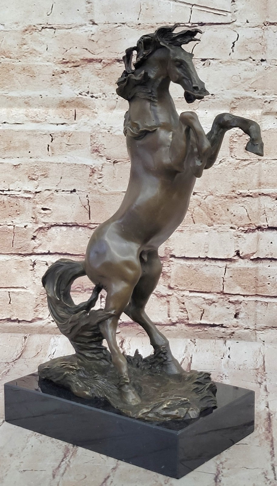 Rodeo Western Rearing Horse Farm Ranch Bronze Marble Statue Art Sculpture SALE