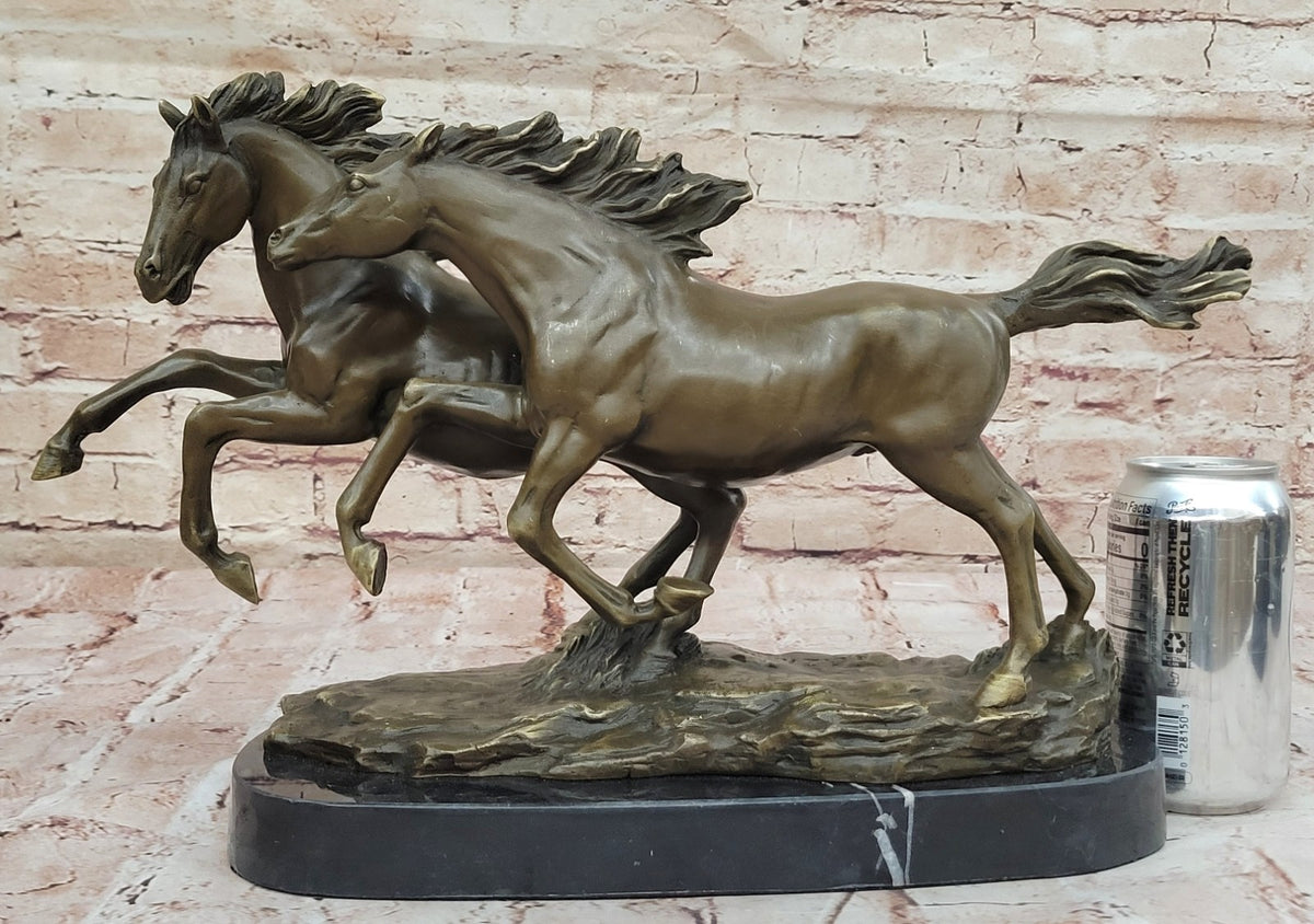 Elegant Thoroughbred Horses Kentucky Equestrian Farm Art Bronze Marble Statue