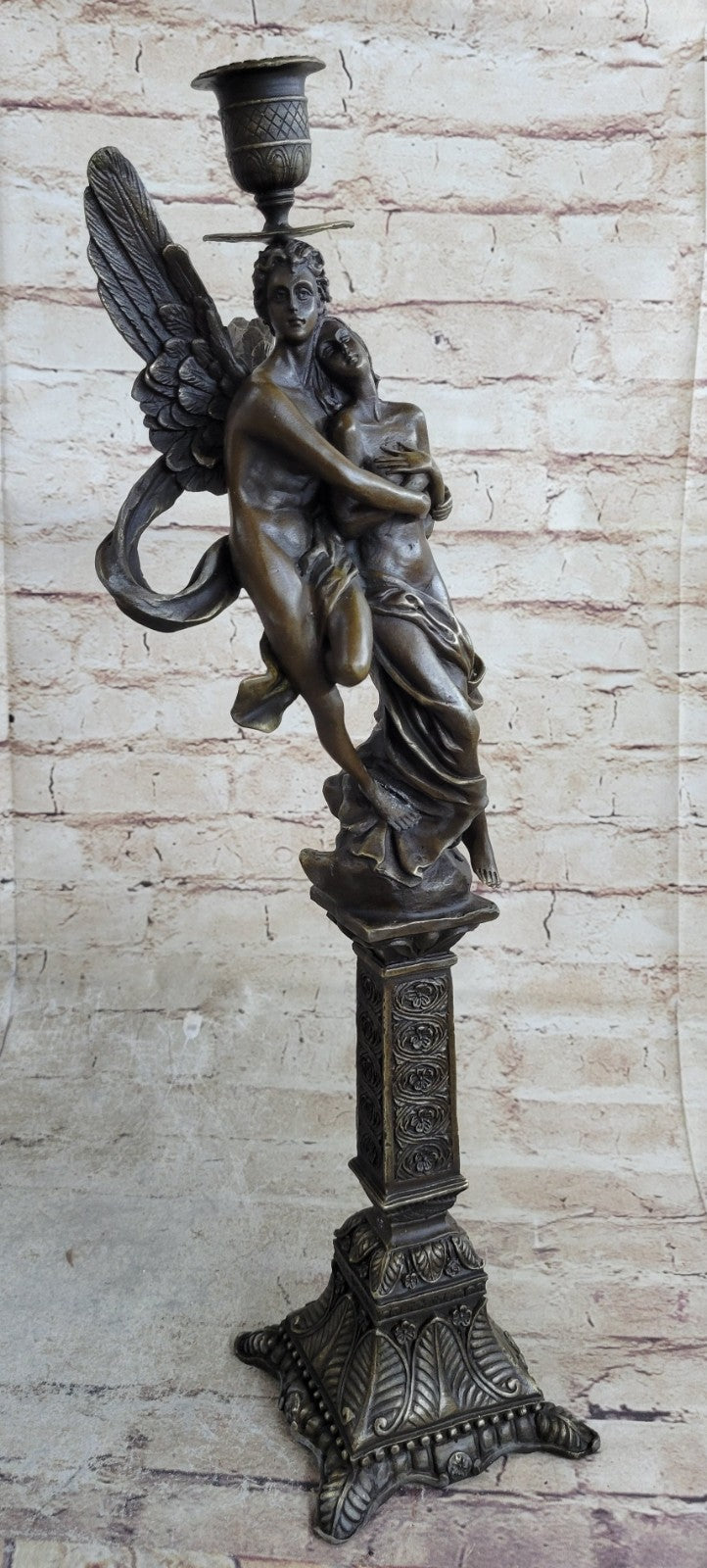 Eros and Psyche Bronze Marble Sculpture By Moreau Mythical Marble Figurine Nude