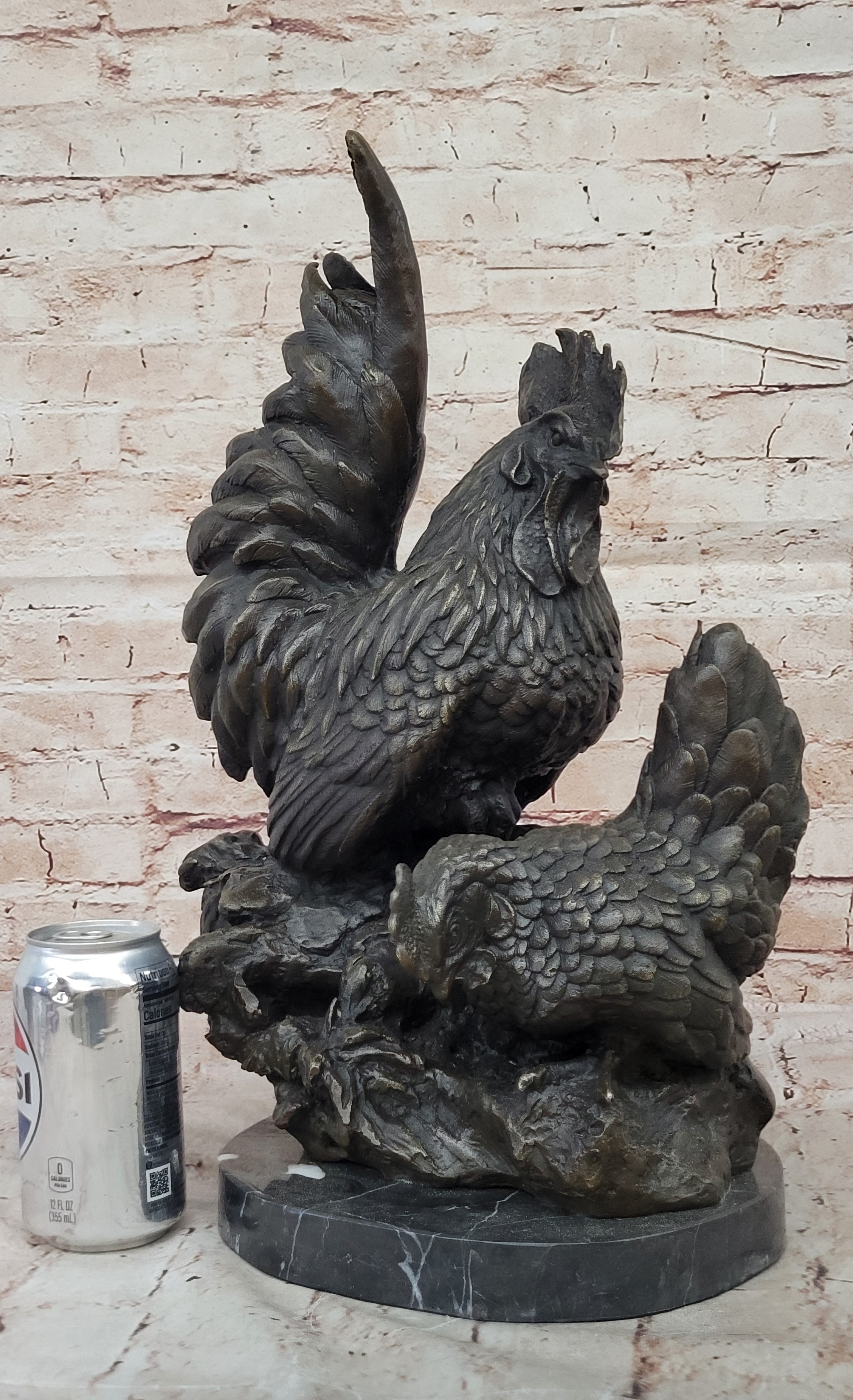 Bronze Sculpture Hot Cast Handcrafted Rooster Museums Quality Classic Work