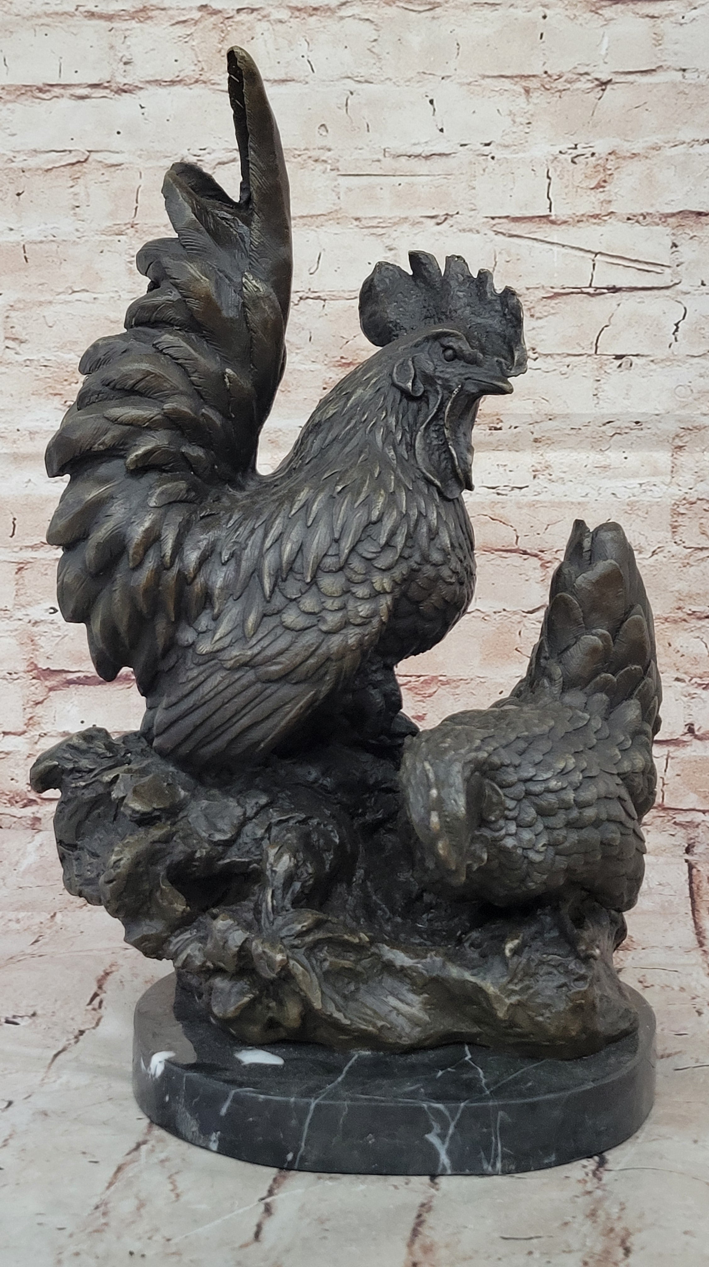 Bronze Sculpture Hot Cast Handcrafted Rooster Museums Quality Classic Work