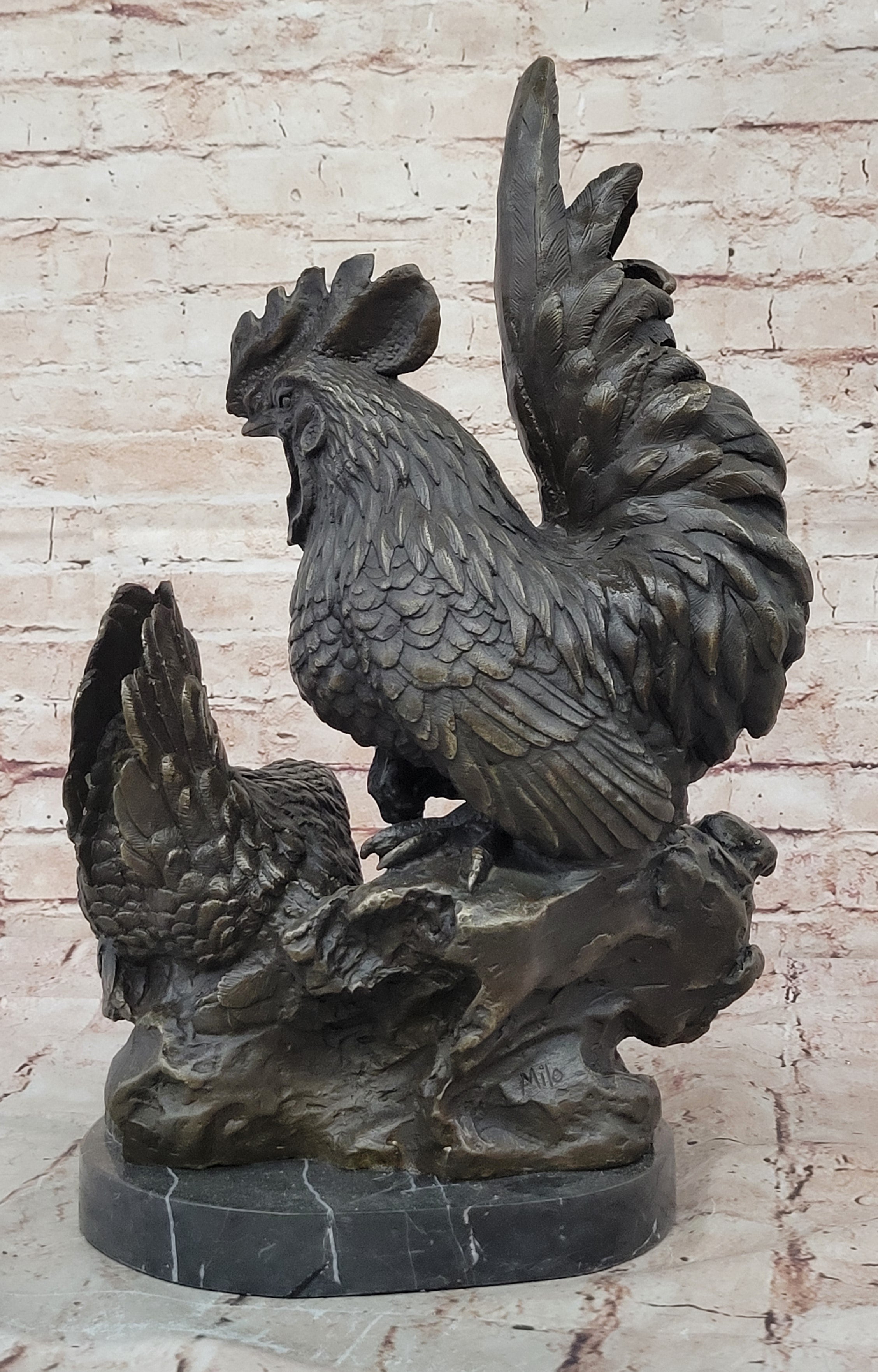 Bronze Sculpture Hot Cast Handcrafted Rooster Museums Quality Classic Work