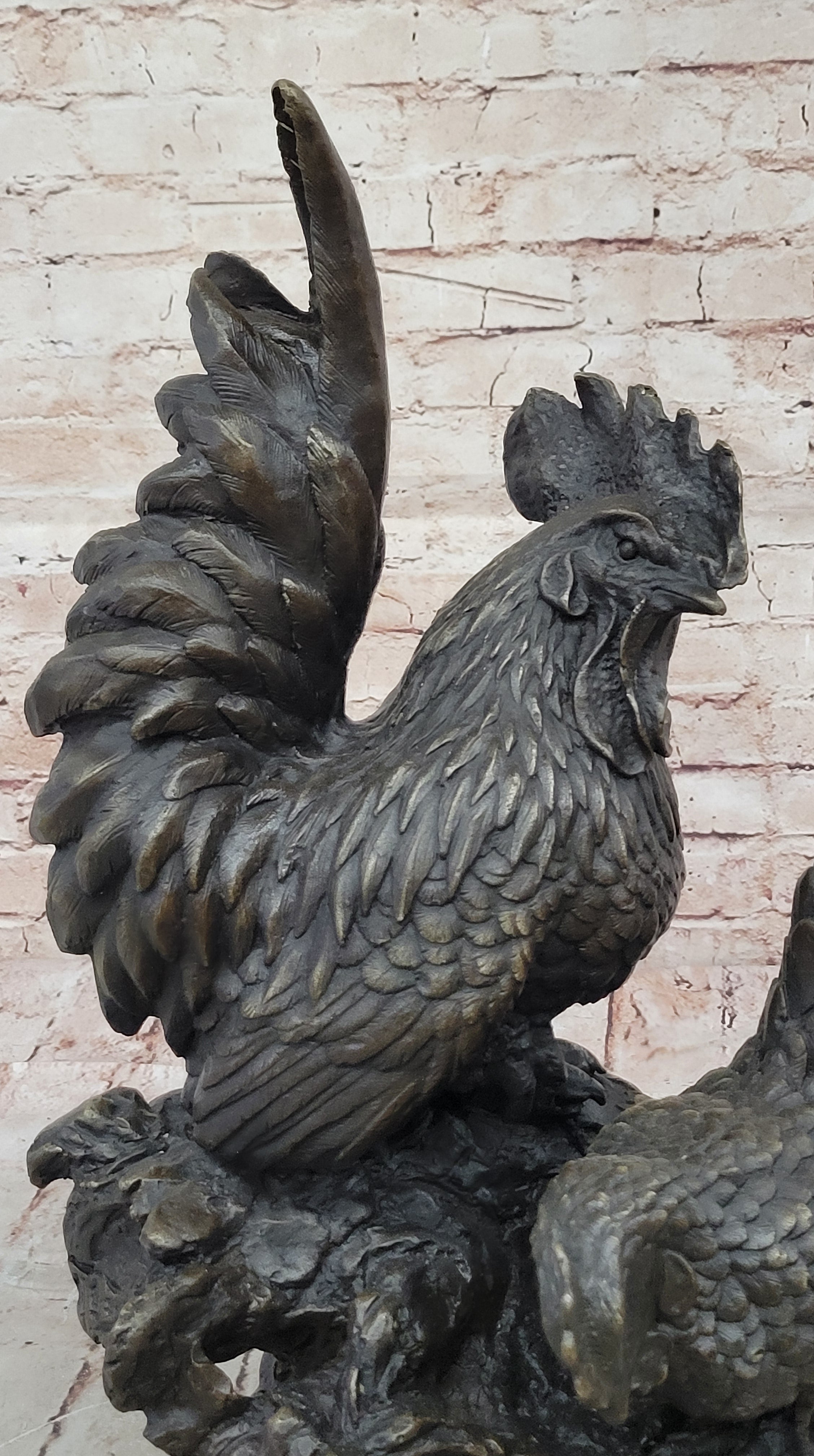Bronze Sculpture Hot Cast Handcrafted Rooster Museums Quality Classic Work