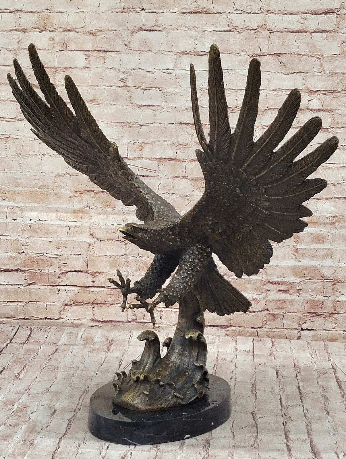 HAWK AMERICAN EAGLE Handcrafted Original Art Bronze Sculpture Statue Figurine NR