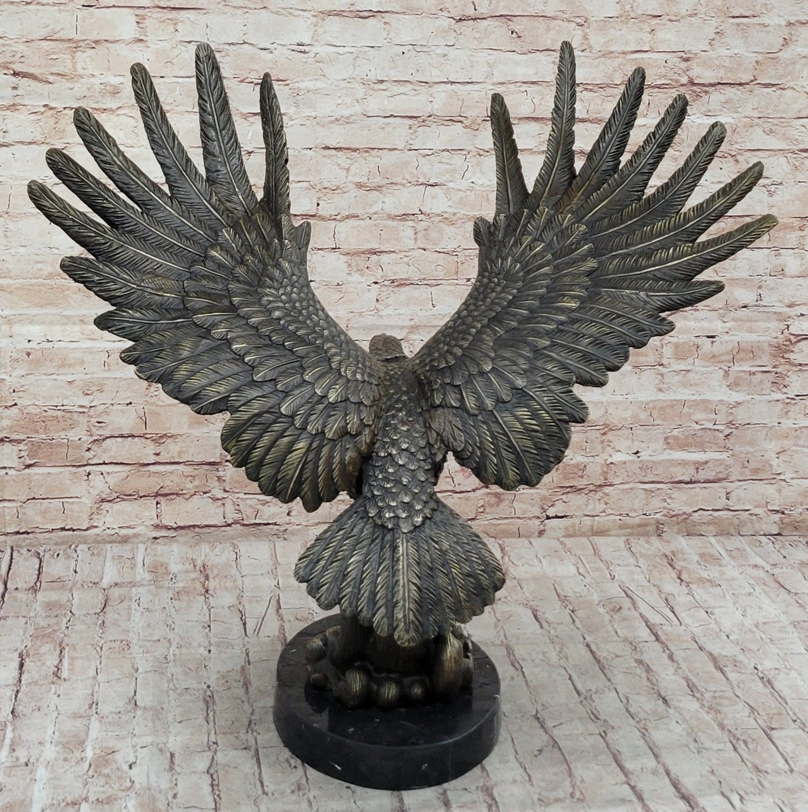 HAWK AMERICAN EAGLE Handcrafted Original Art Bronze Sculpture Statue Figurine NR
