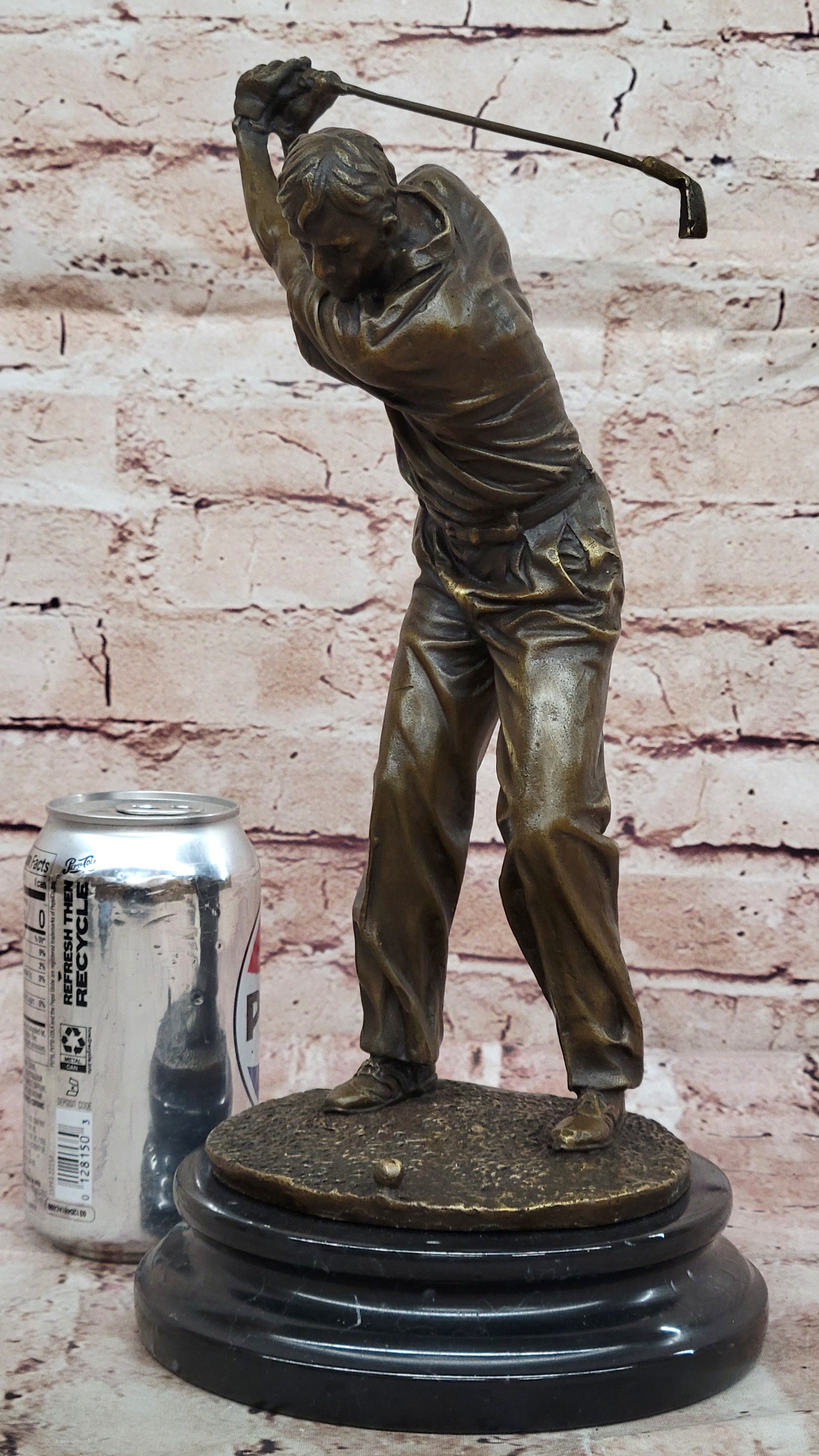 Ben Hogan Male Golfer Sports Memorabilia Golf Club PGA Bronze Marble Base Statue
