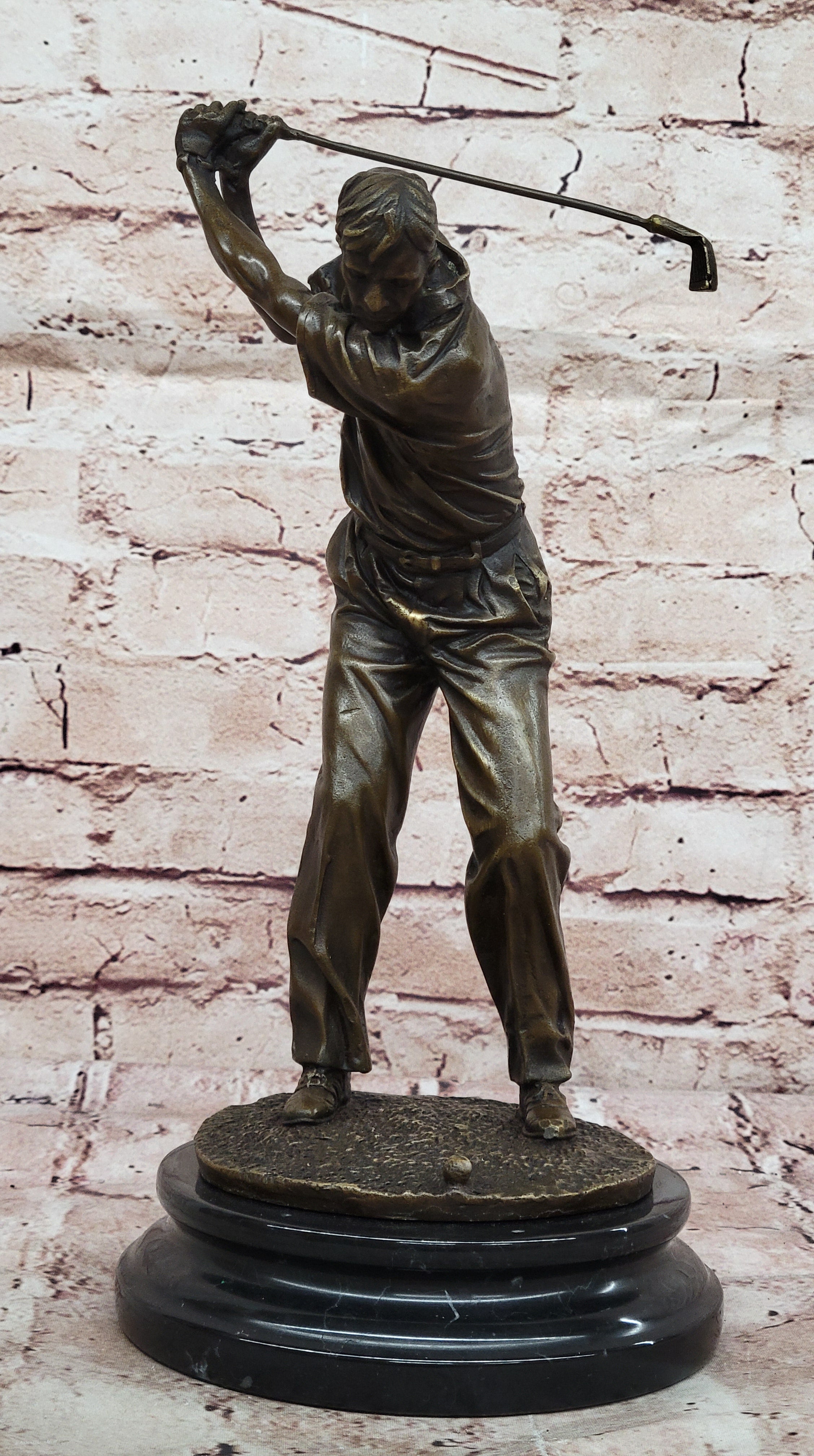 Ben Hogan Male Golfer Sports Memorabilia Golf Club PGA Bronze Marble Base Statue