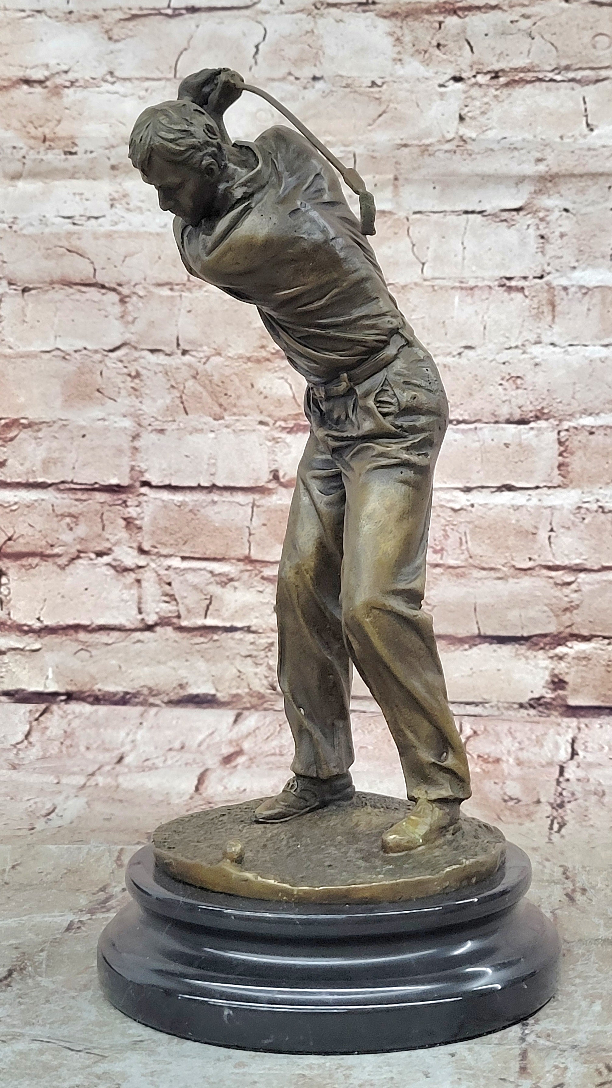 Ben Hogan Male Golfer Sports Memorabilia Golf Club PGA Bronze Marble Base Statue