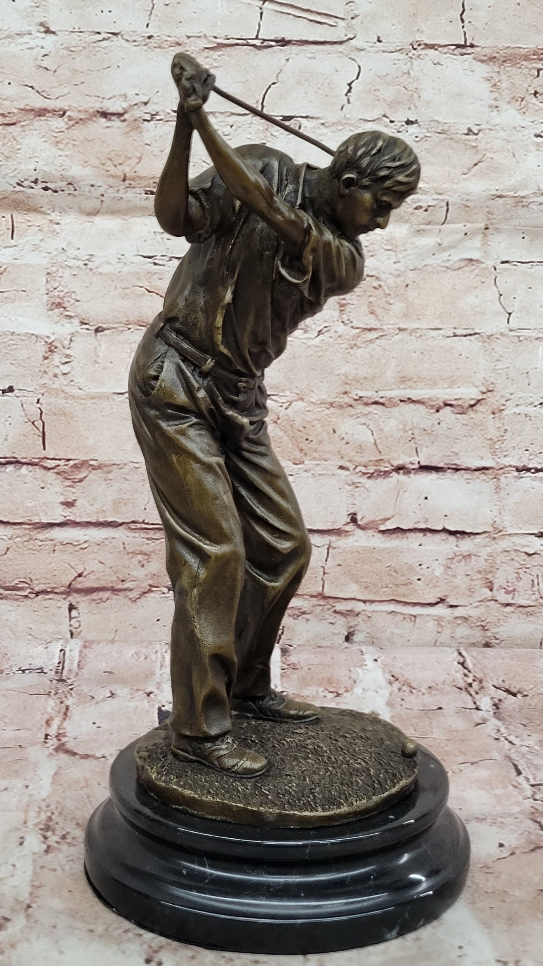 Ben Hogan Male Golfer Sports Memorabilia Golf Club PGA Bronze Marble Base Statue