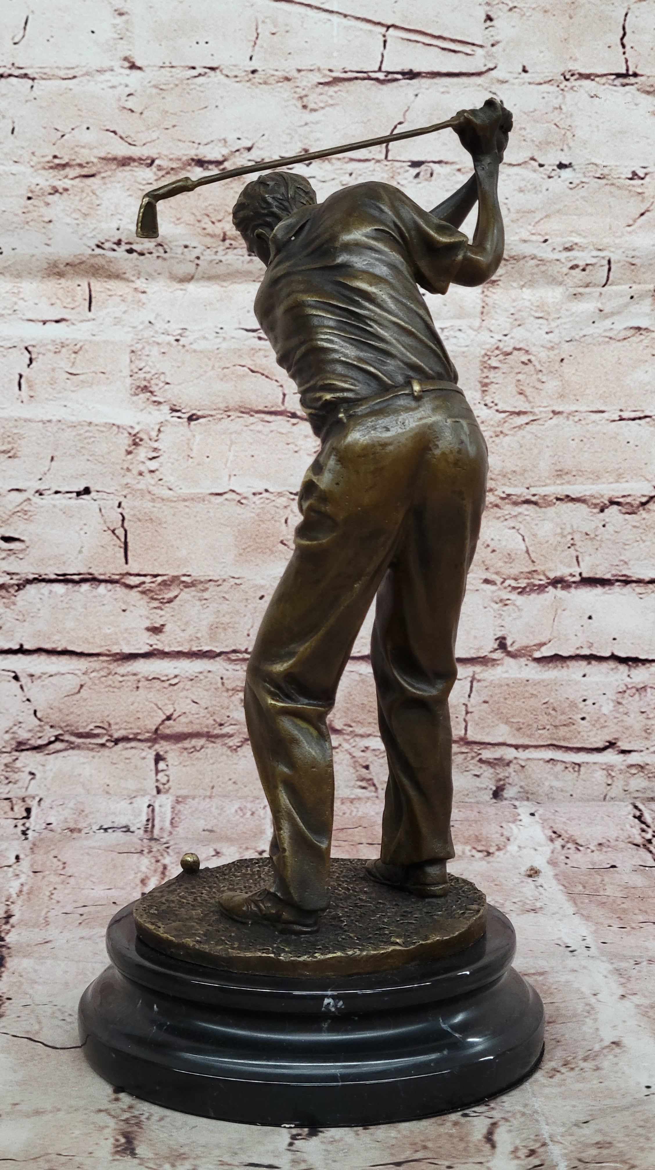 Ben Hogan Male Golfer Sports Memorabilia Golf Club PGA Bronze Marble Base Statue