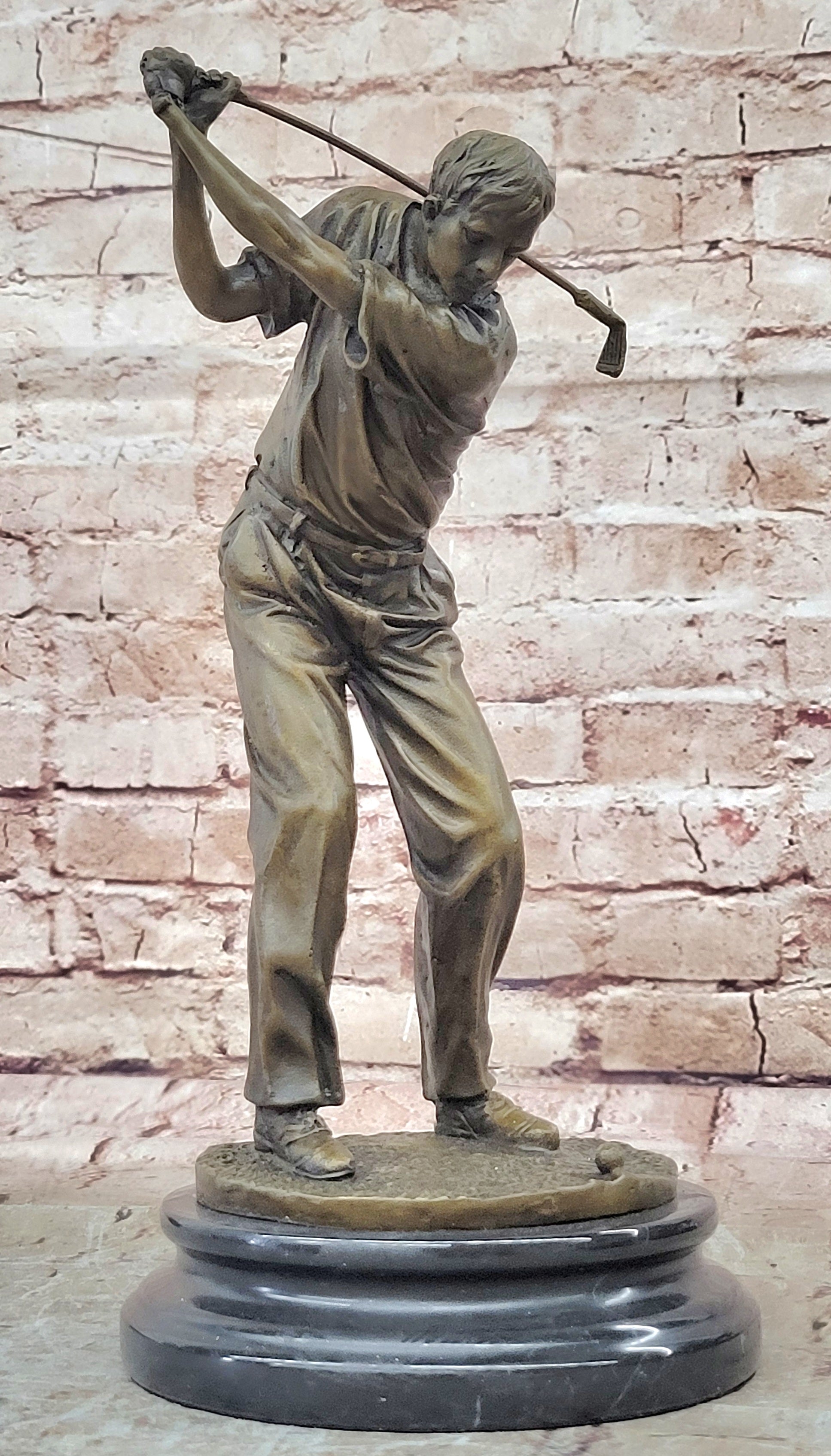 Ben Hogan Male Golfer Sports Memorabilia Golf Club PGA Bronze Marble Base Statue