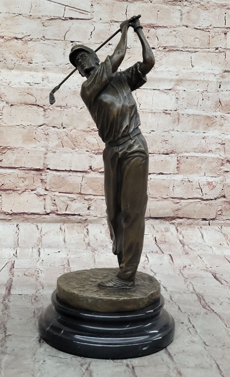 Genuine Solid Bronze Sculpture Statue Golfer Golf Male Golfing Trophy Deal