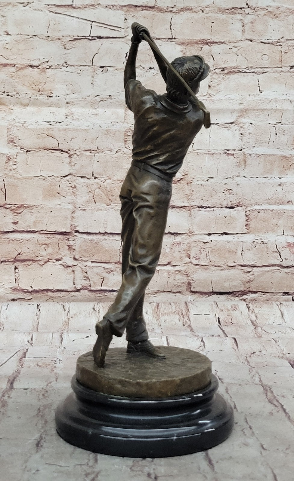 Genuine Solid Bronze Sculpture Statue Golfer Golf Male Golfing Trophy Deal