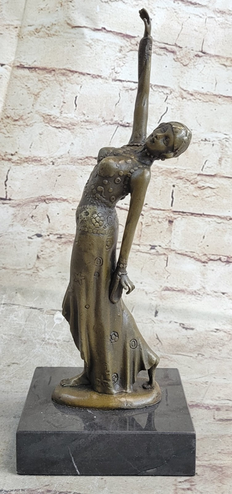 Hand Made D.H Chiparus Romanian Listed Artist Foot Step Dancer Bronze Sculpture