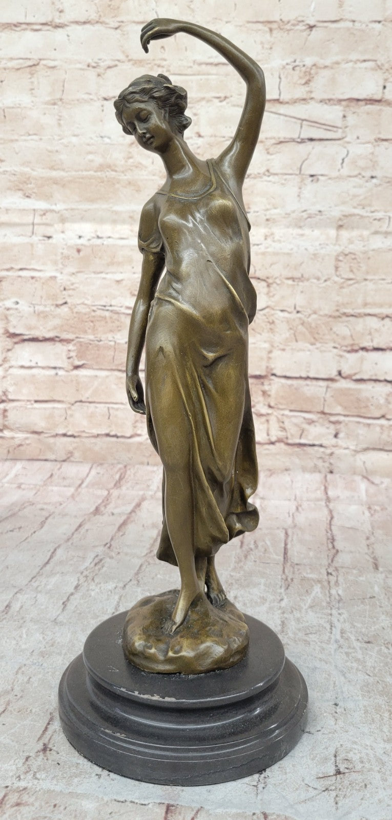 Signed Augustine Moreau French Artist Beautiful Woman Bronze Sculpture Figure