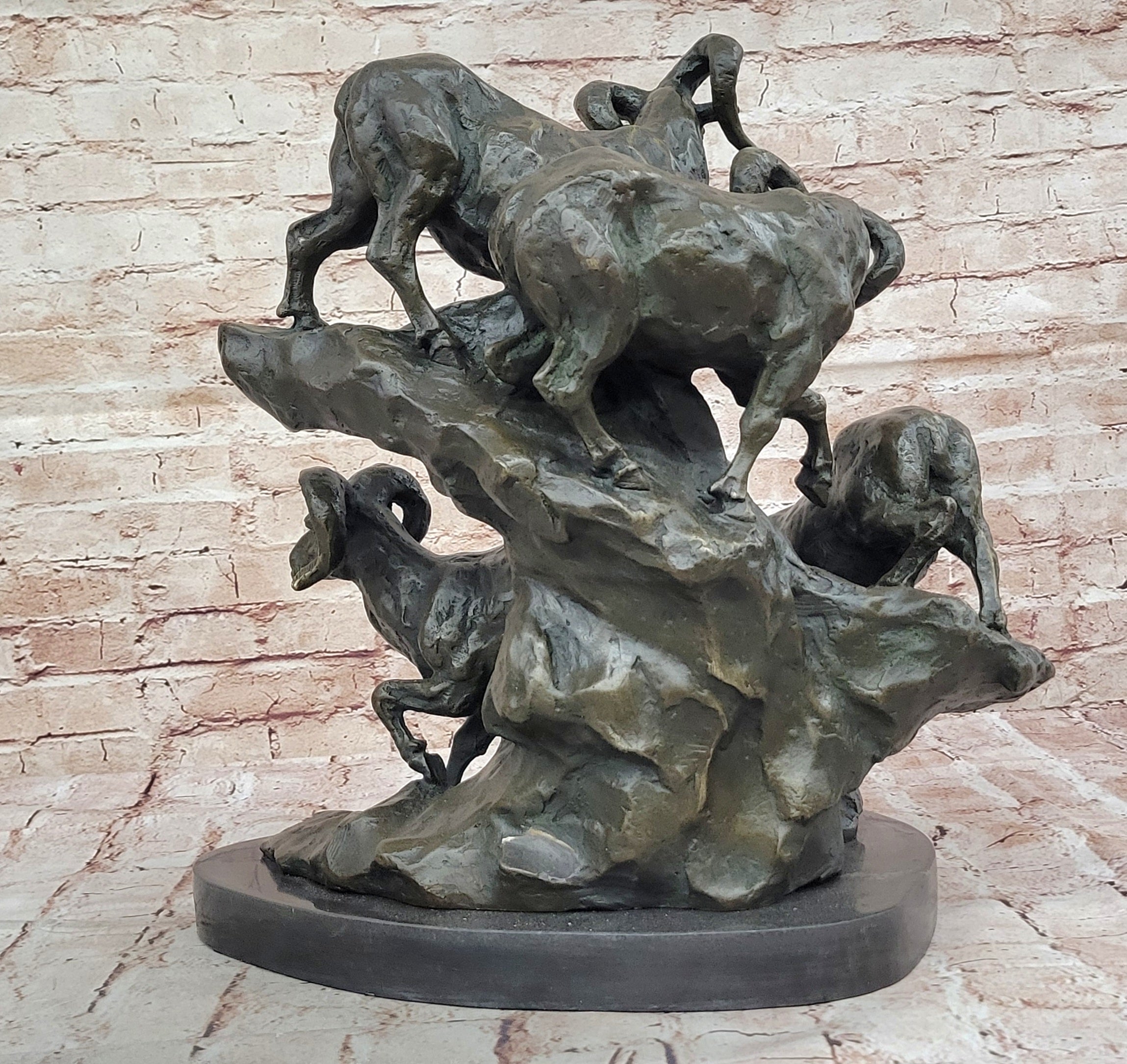 Ram Bronze Sculpture Ornament Home Office Decor Collectible Animal Figurine Statue