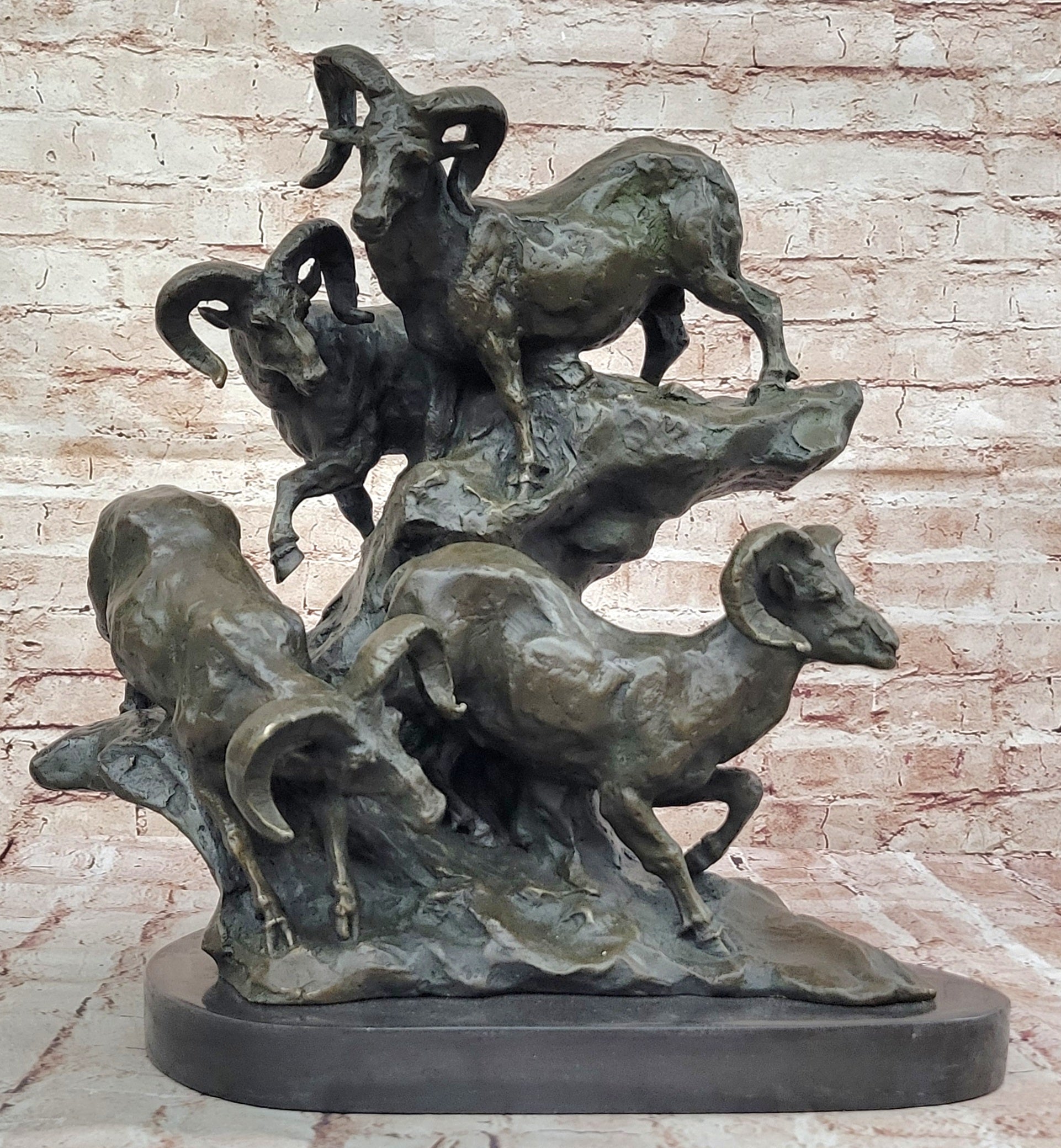 Ram Bronze Sculpture Ornament Home Office Decor Collectible Animal Figurine Statue