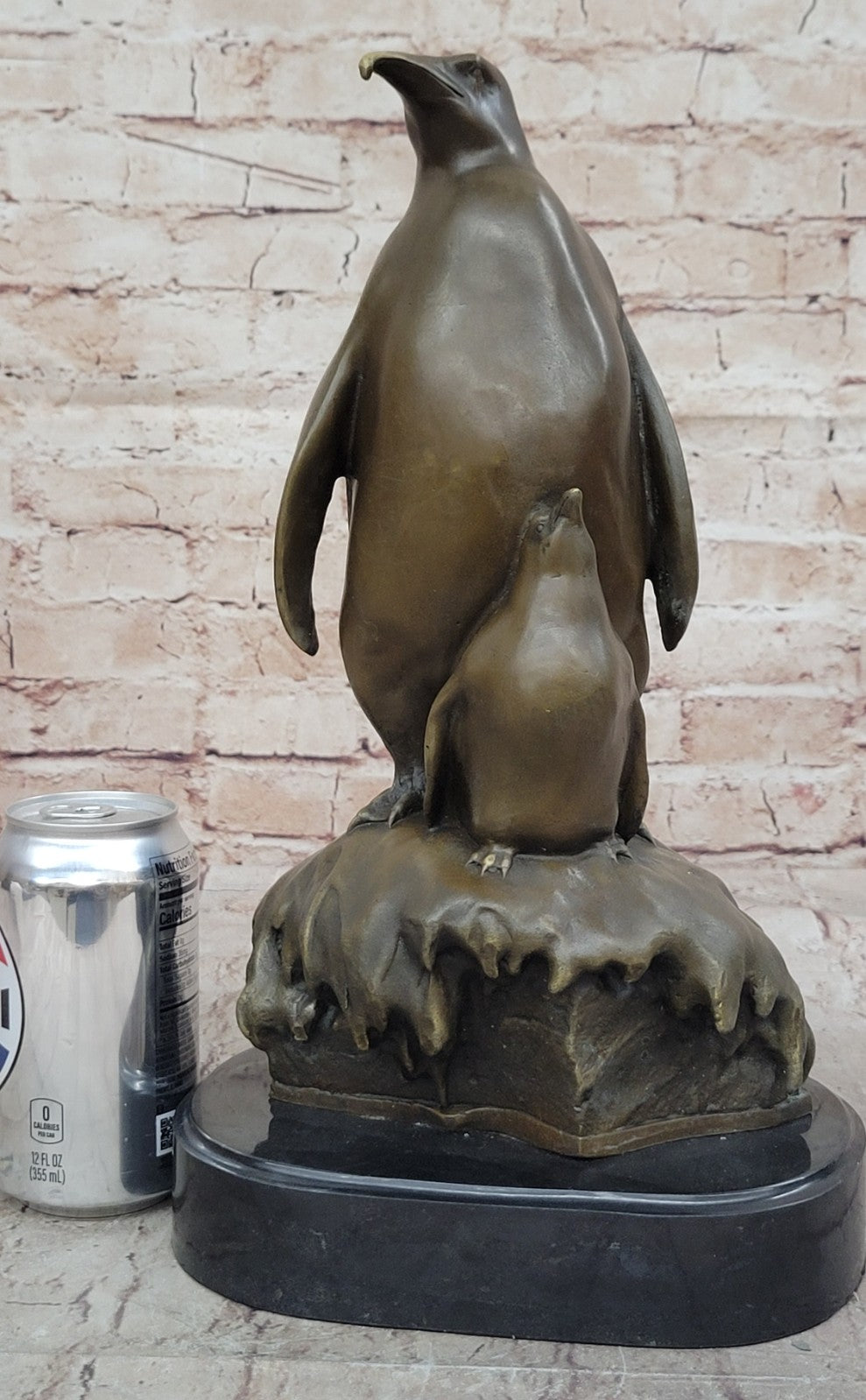 Bronze Art Zoo South Pole Birds Penguin Animal Statue 14" Tall Sculpture Statue