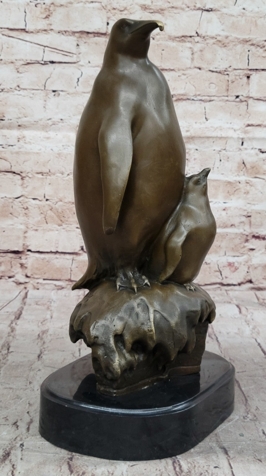 Bronze Art Zoo South Pole Birds Penguin Animal Statue 14" Tall Sculpture Statue