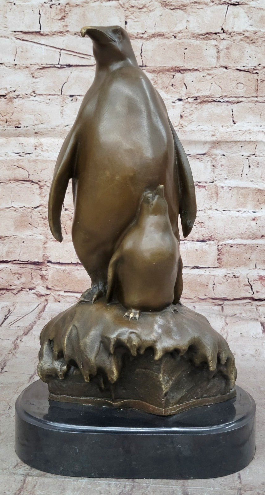 Bronze Art Zoo South Pole Birds Penguin Animal Statue 14" Tall Sculpture Statue
