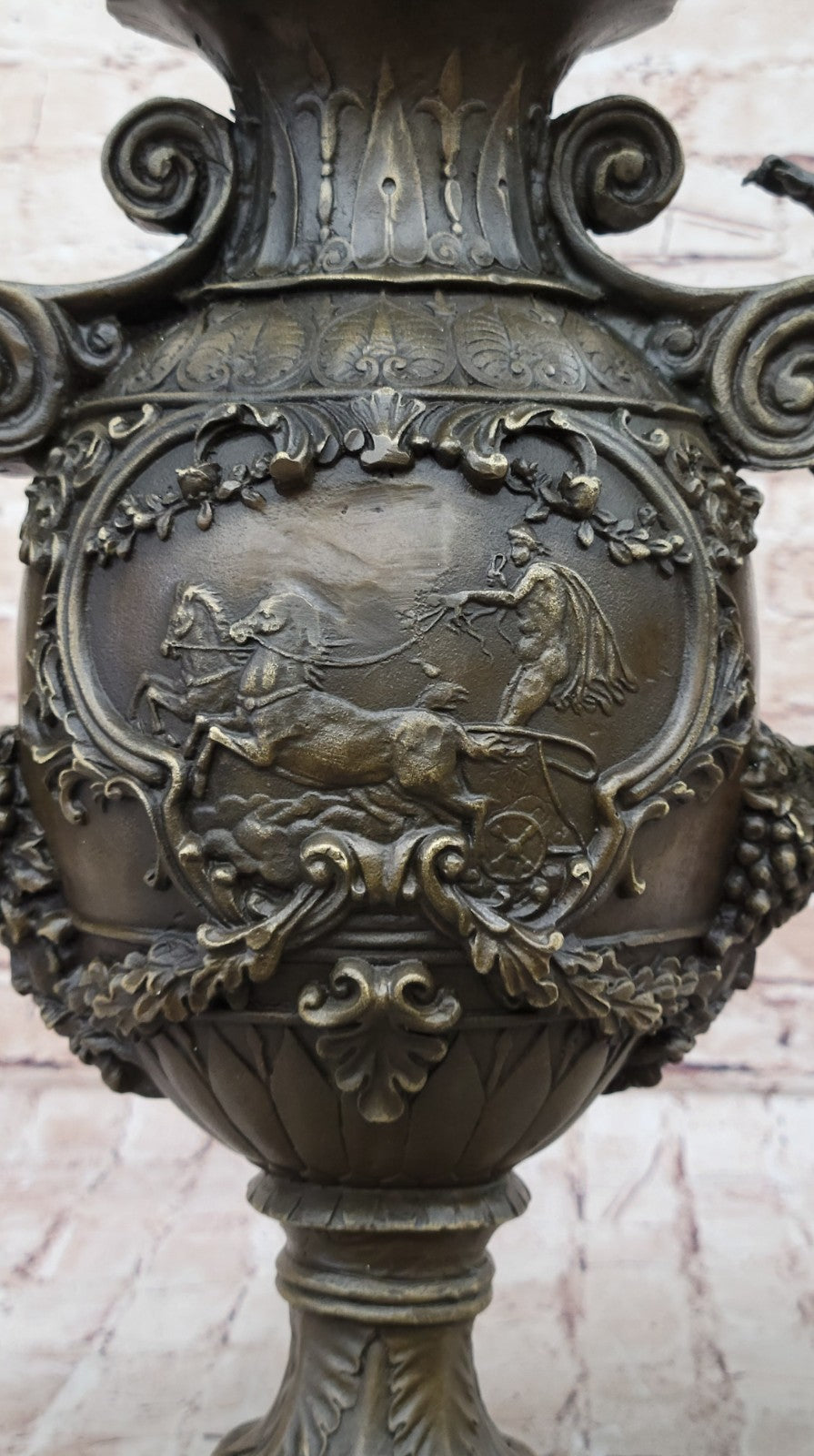 Handcrafted Urn Mythical Mythology Cherubs Baby Angel Bronze Sculpture Statue