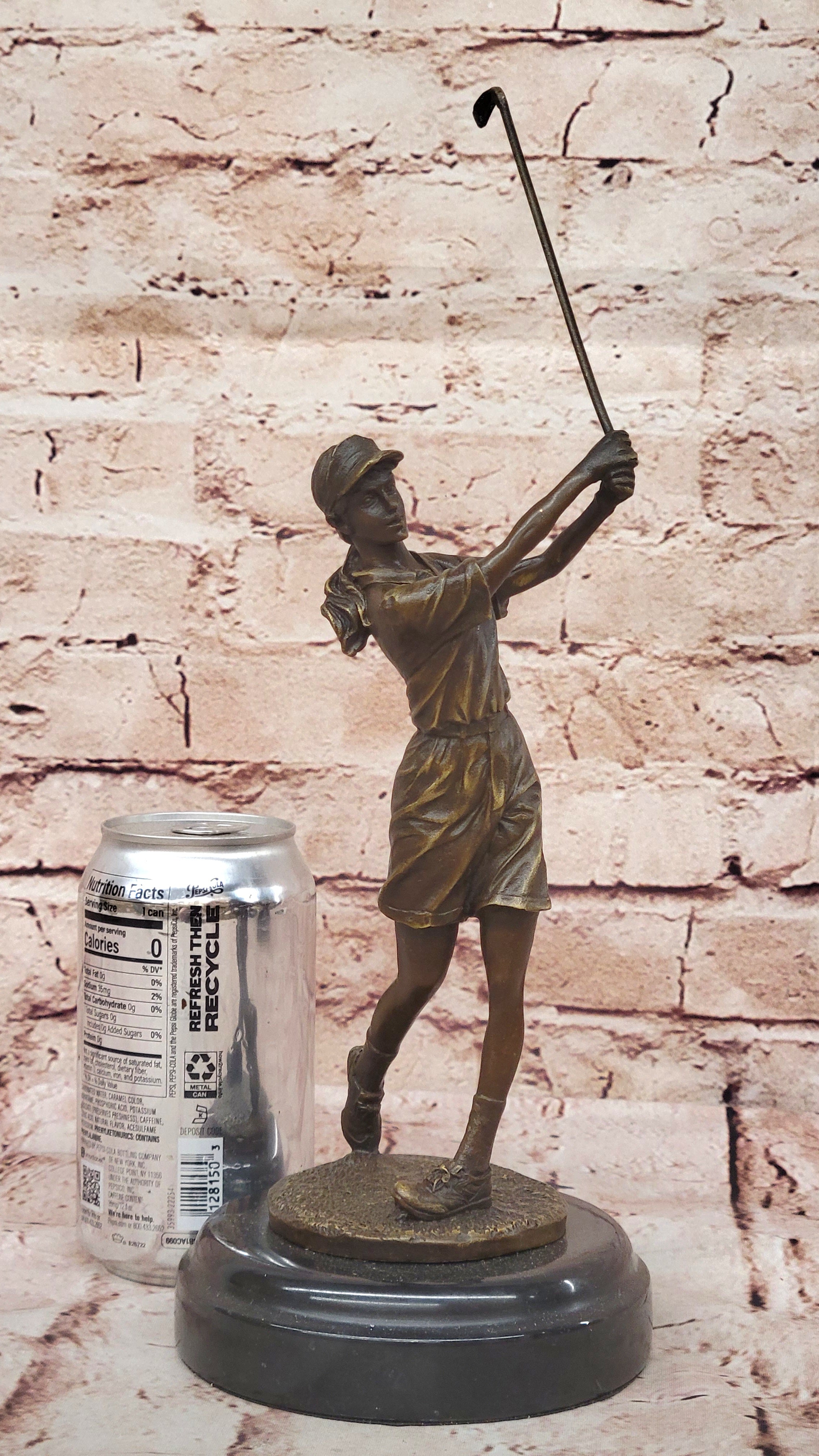 Hand Made Collector Edition Woman Girl Golfer Golf Trophy Bronze Sculpture Statu