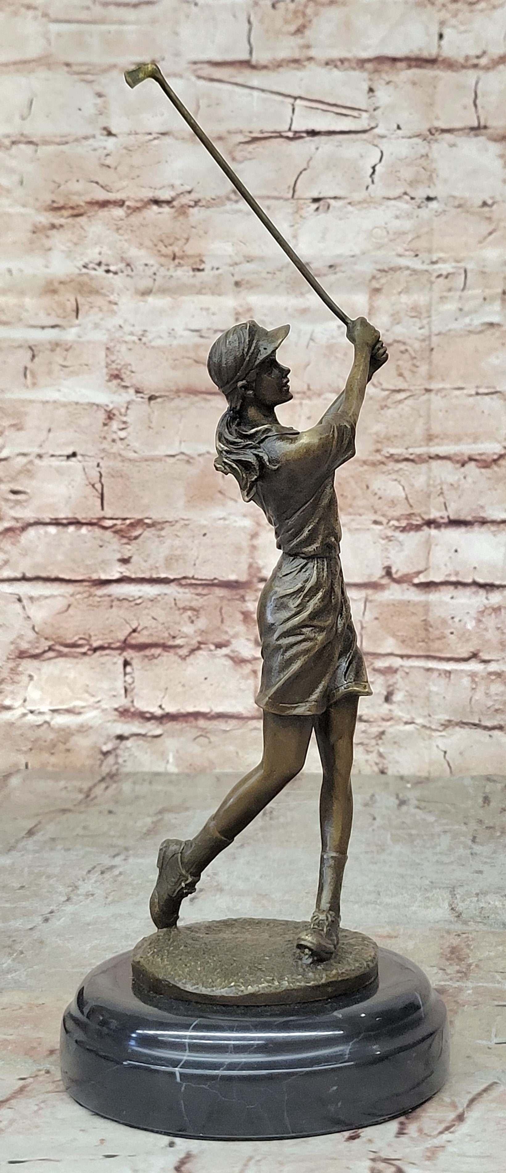 Hand Made Collector Edition Woman Girl Golfer Golf Trophy Bronze Sculpture Statu