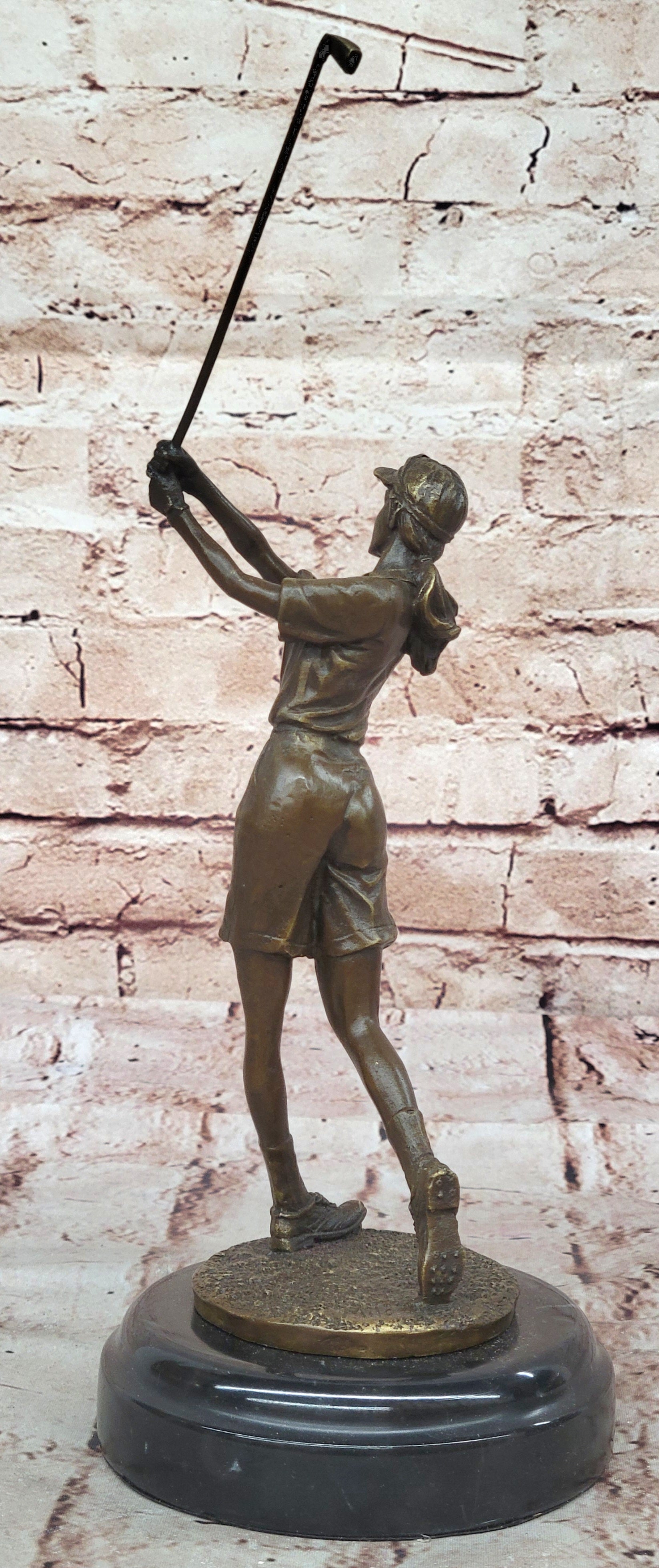Hand Made Collector Edition Woman Girl Golfer Golf Trophy Bronze Sculpture Statu