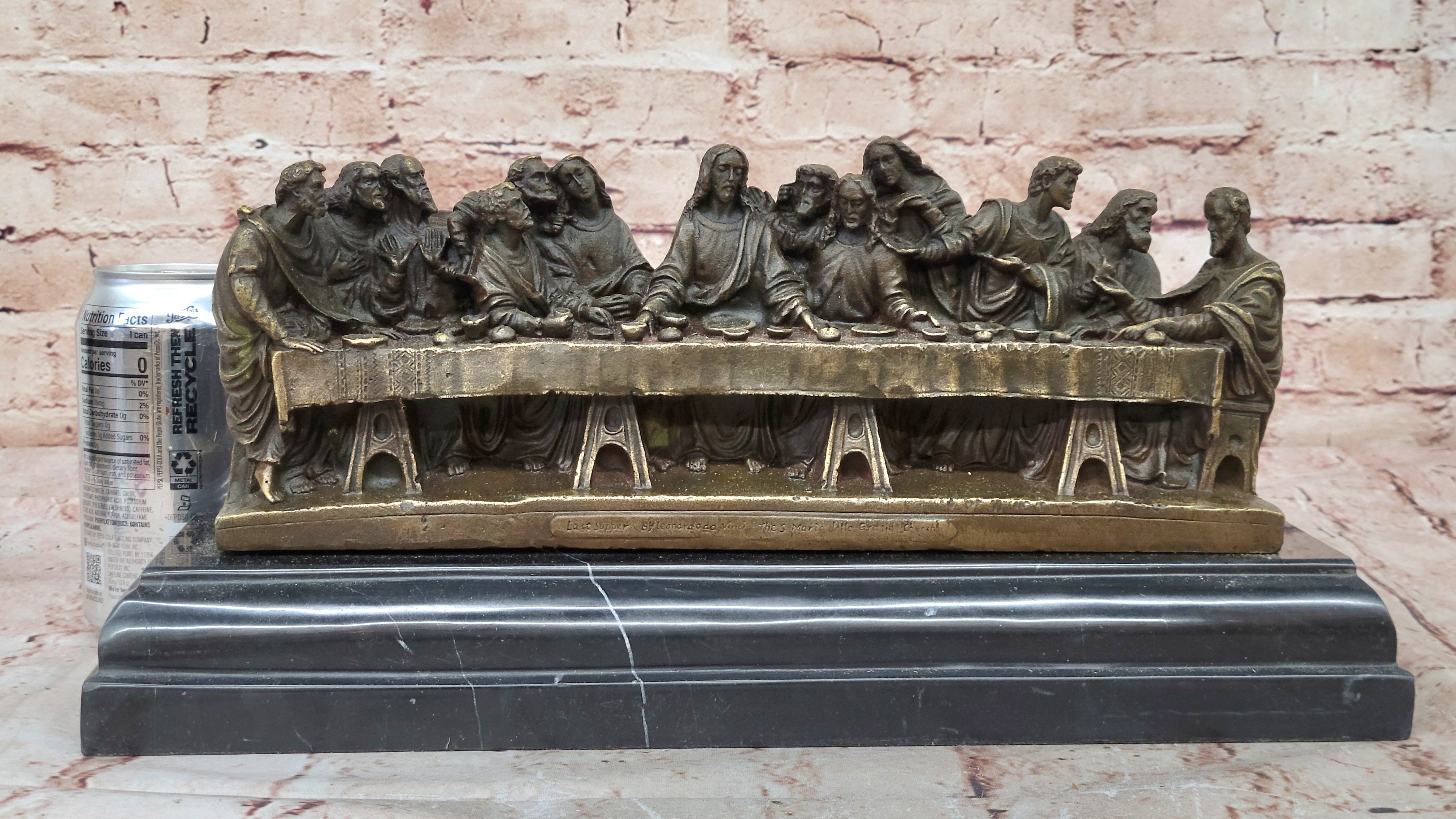 Handmade Bronze Sculpture Jesus The Last Supper Leonardo Da Vinci Christianity