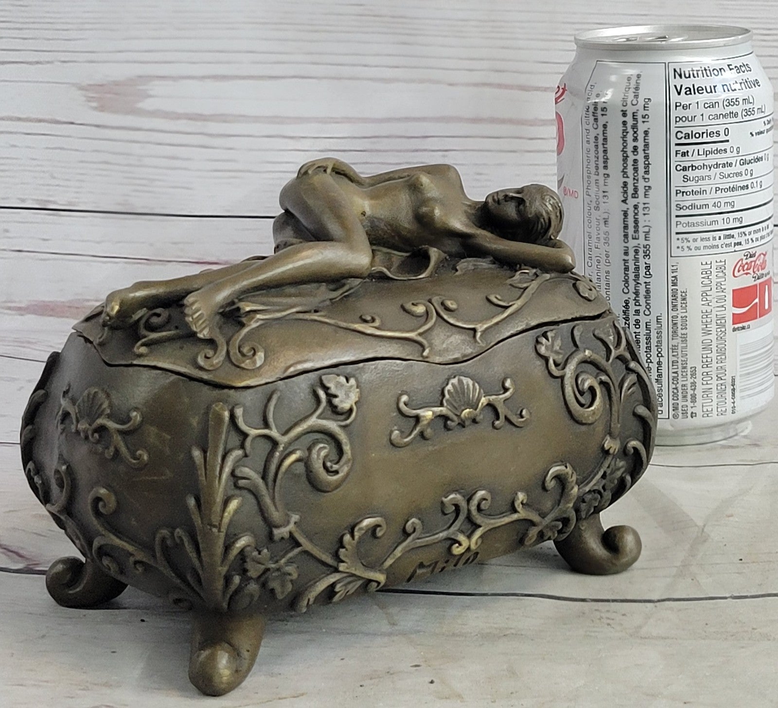 French Bronze Huge Jewelry Trinket Dresser Box Casket Display Figural Sale Gift