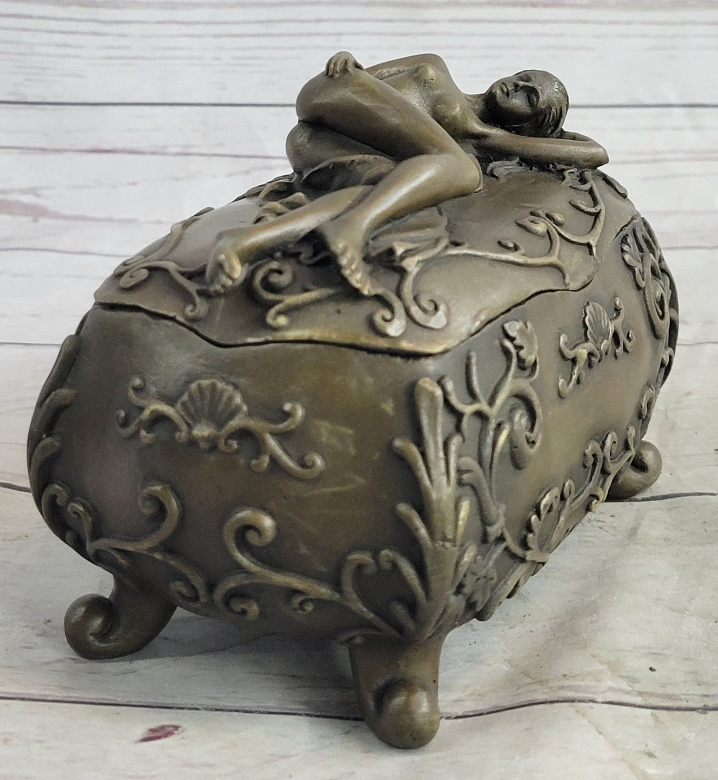 French Bronze Huge Jewelry Trinket Dresser Box Casket Display Figural Sale Gift