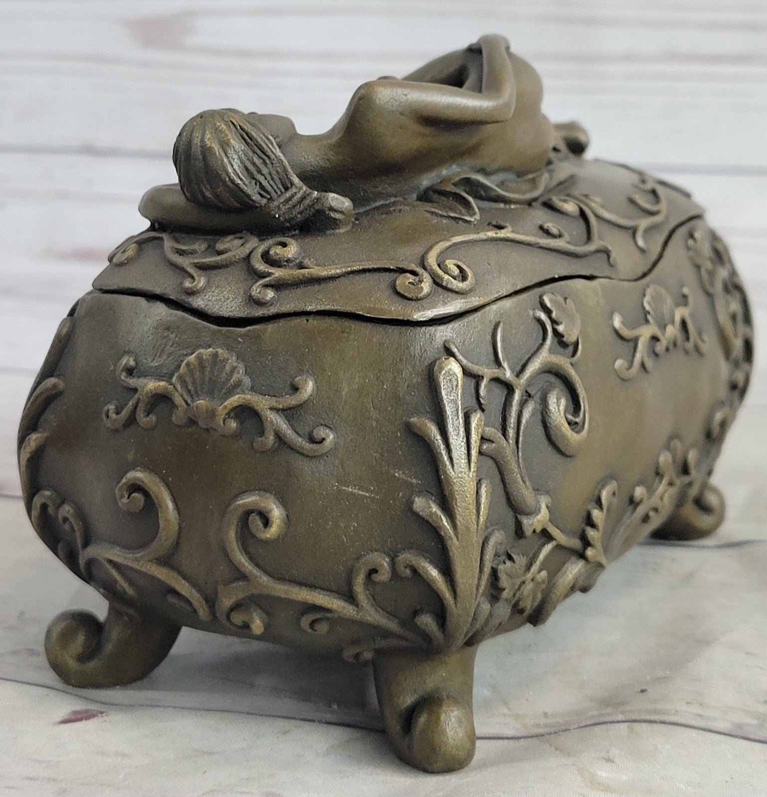 French Bronze Huge Jewelry Trinket Dresser Box Casket Display Figural Sale Gift