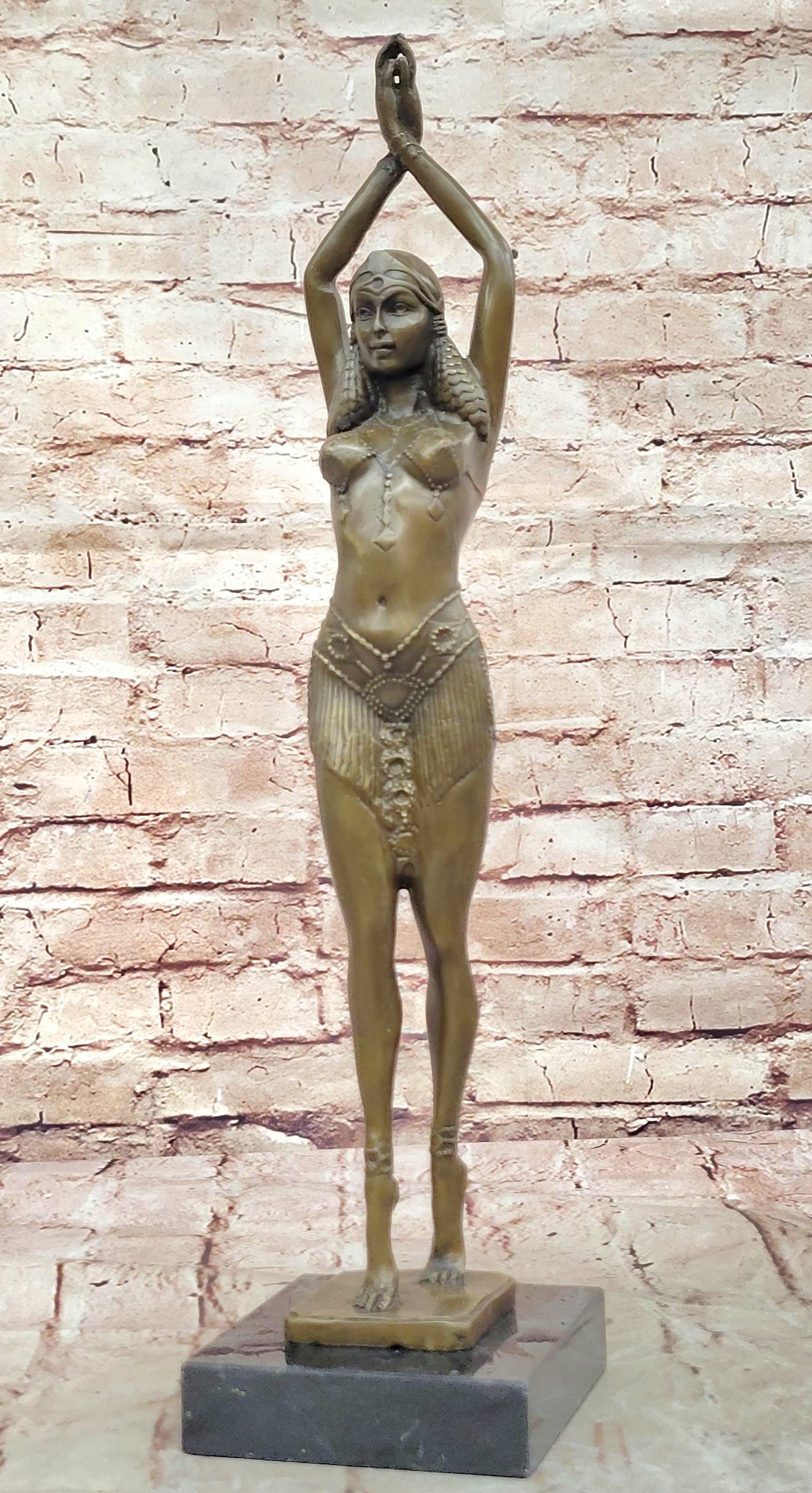 SIGNED NUDE DANCER CHIPARUS BRONZE SCULPTURE STATUE GIFT FIGURINE FIGURE MARBLE