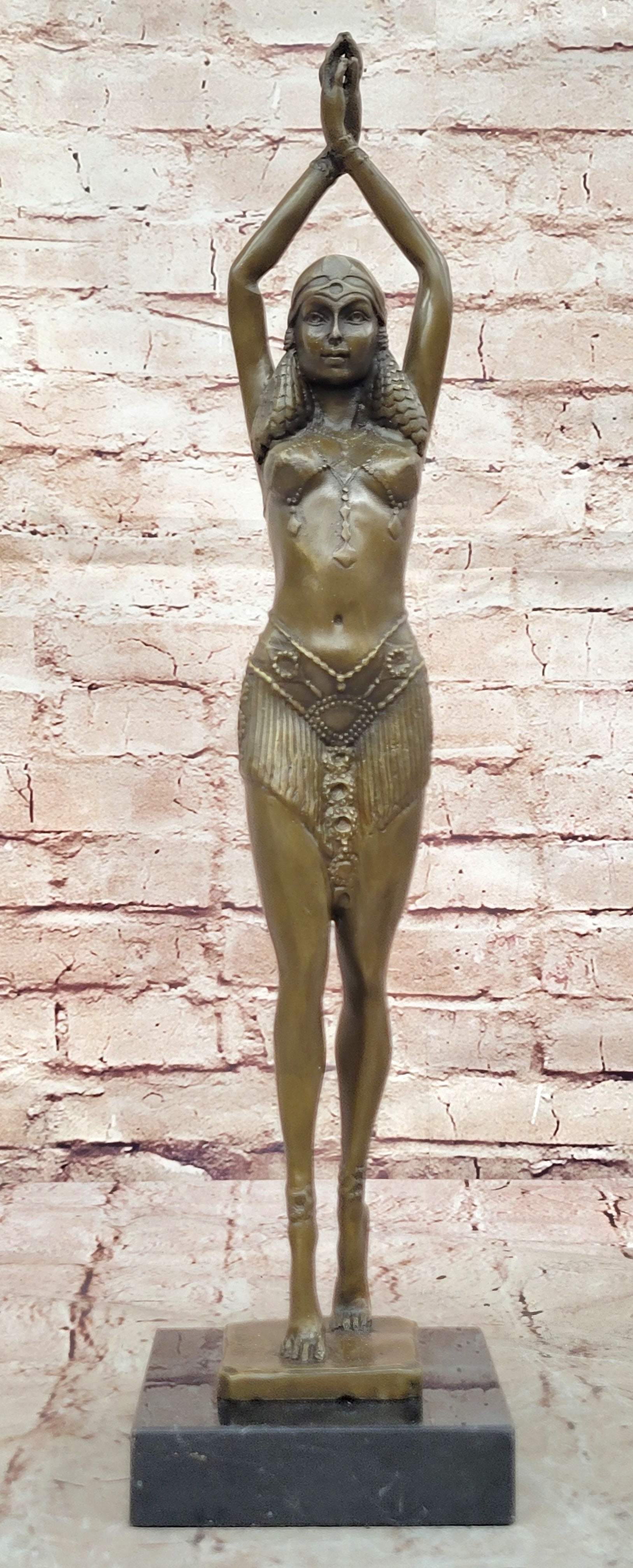 SIGNED NUDE DANCER CHIPARUS BRONZE SCULPTURE STATUE GIFT FIGURINE FIGURE MARBLE