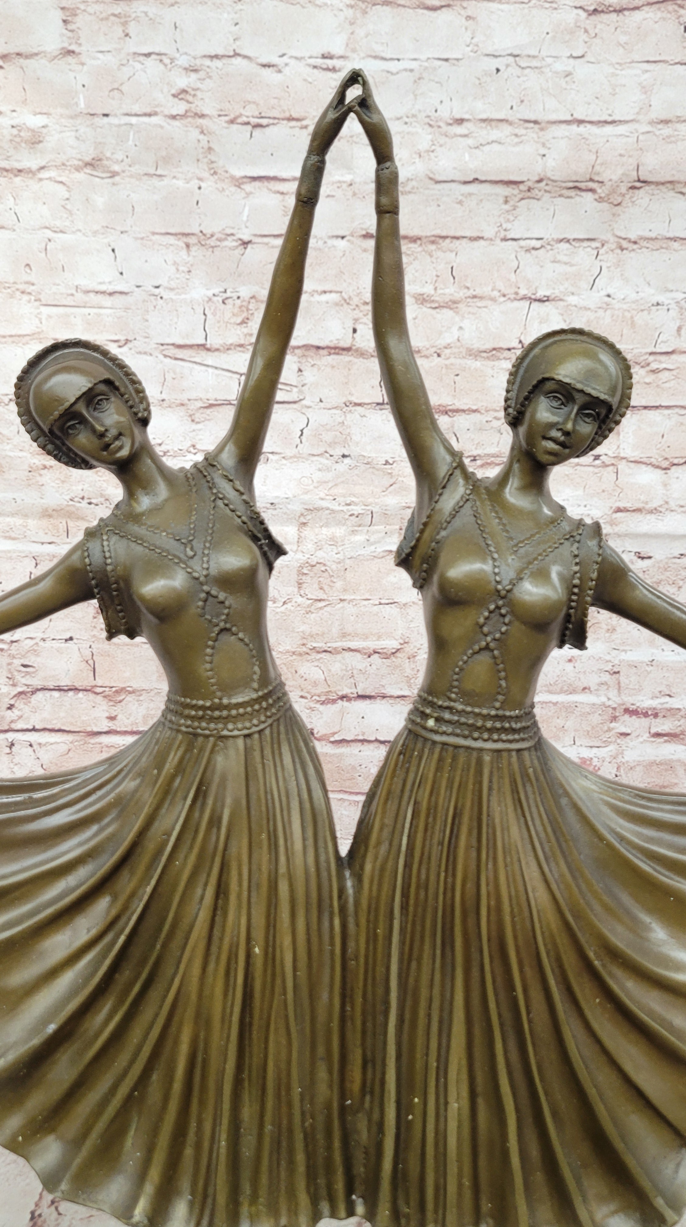 Art Decor Signed Chiparus Dancer Bronze Sculpture Marble Statue Figurine Figure