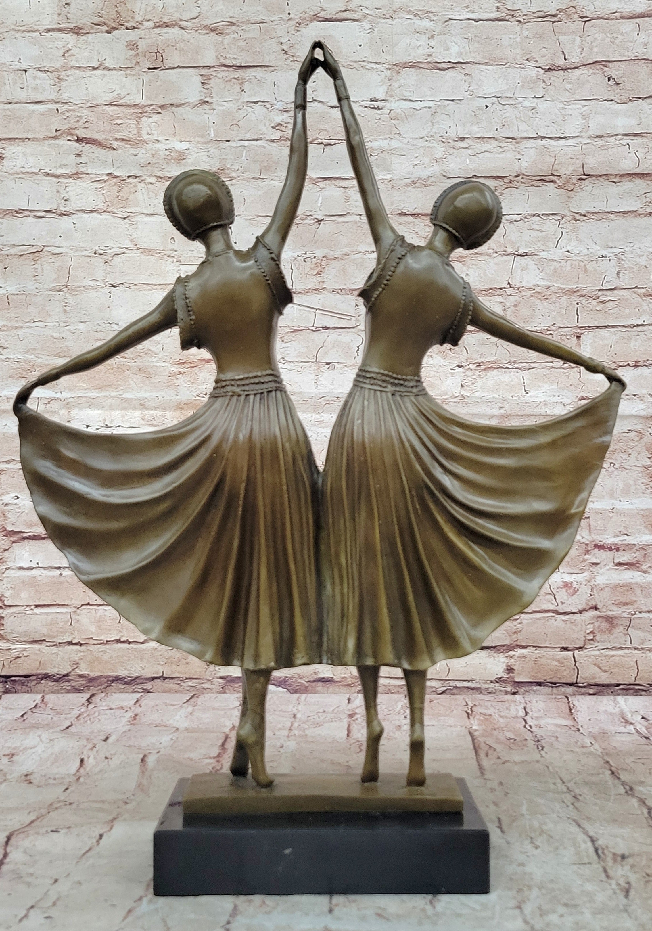 Art Decor Signed Chiparus Dancer Bronze Sculpture Marble Statue Figurine Figure