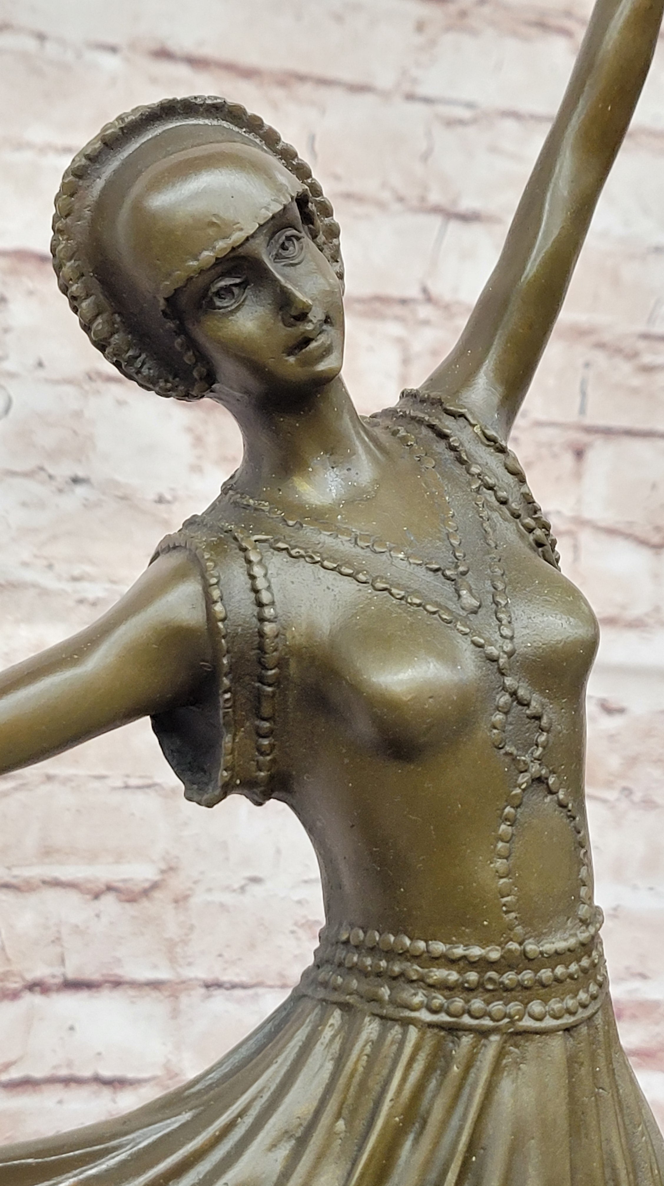 Art Decor Signed Chiparus Dancer Bronze Sculpture Marble Statue Figurine Figure