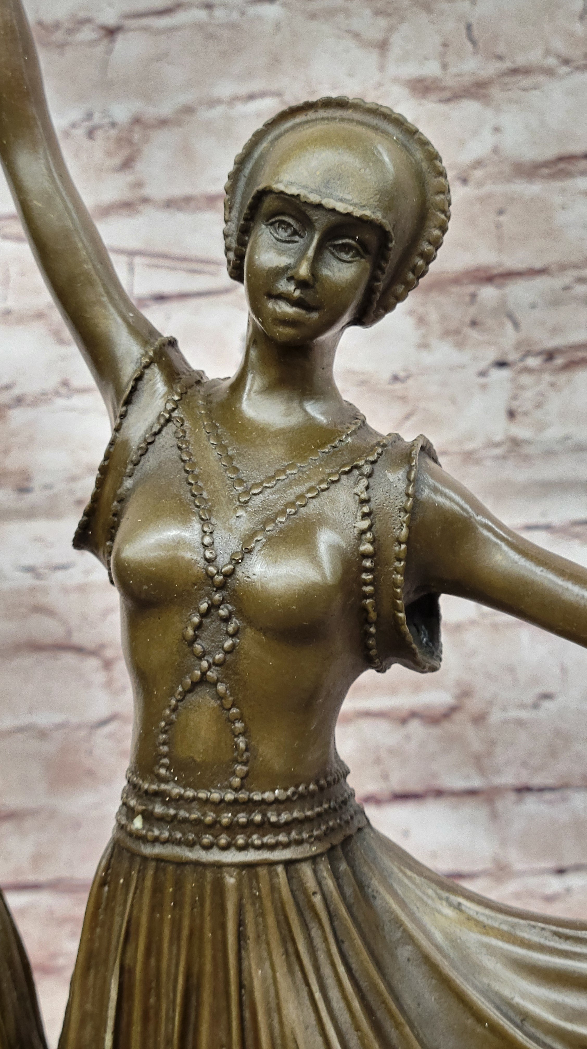 Art Decor Signed Chiparus Dancer Bronze Sculpture Marble Statue Figurine Figure
