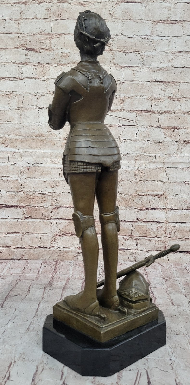 MAID ORLEANS FRENCH PRAYING HEROINE SOLDIER Bronze Sculpture Statue Figurine T