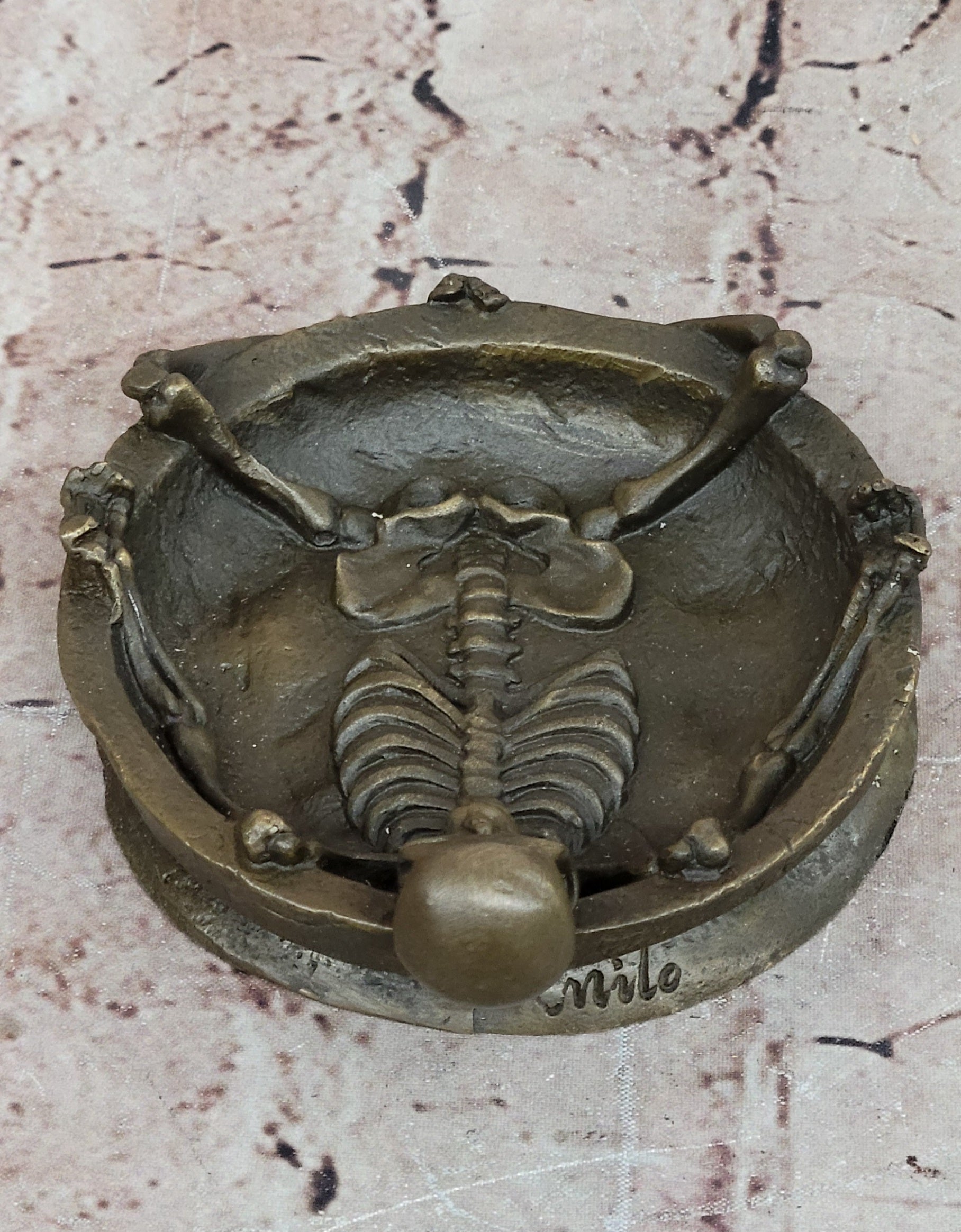 Handcrafted bronze sculpture SALE Asht From Emerges Skeleton Full Original Sign