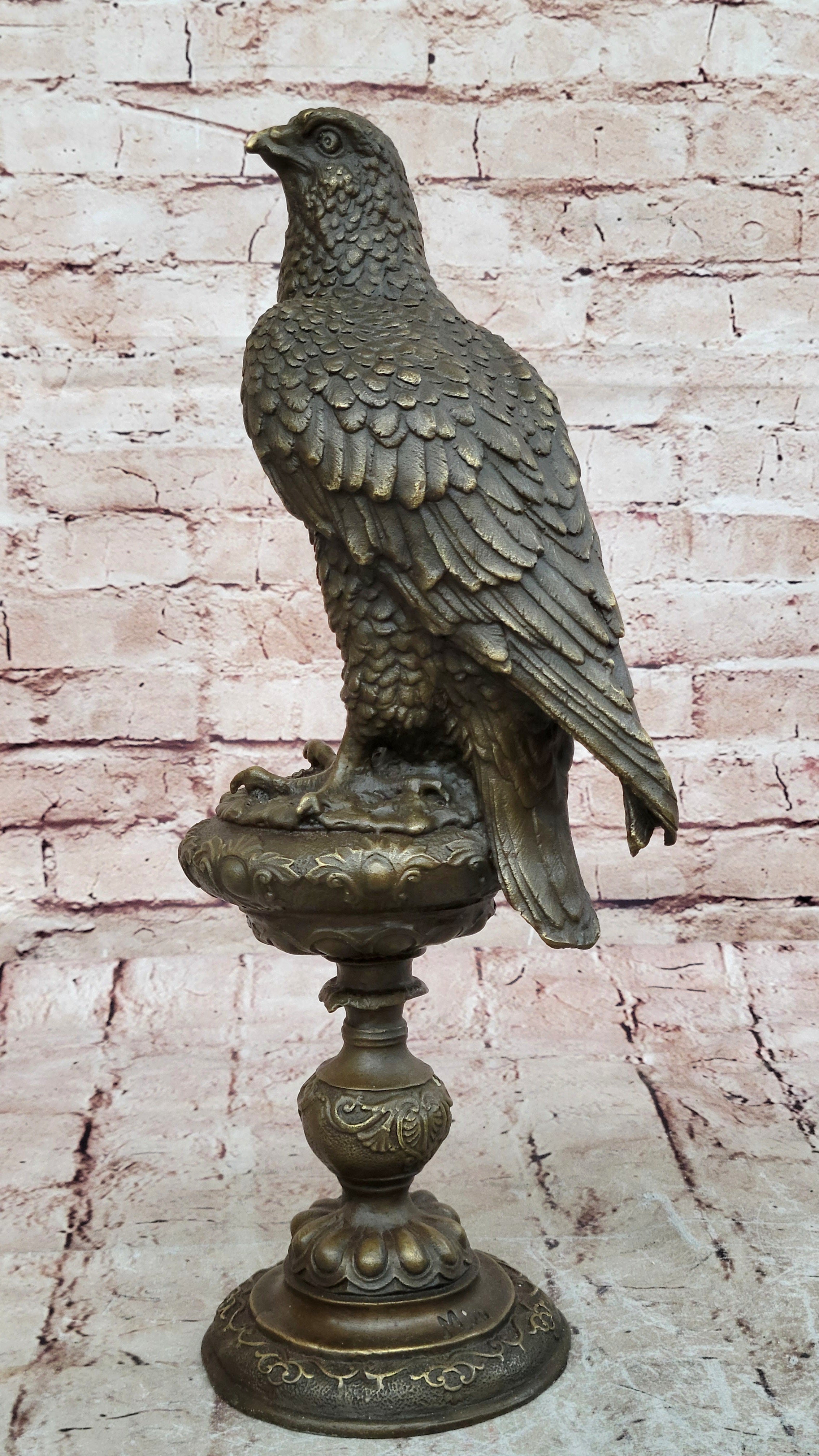 Extra Large Sitting American Eagle Bronze Sculpture Marble Statue Figurine Figure