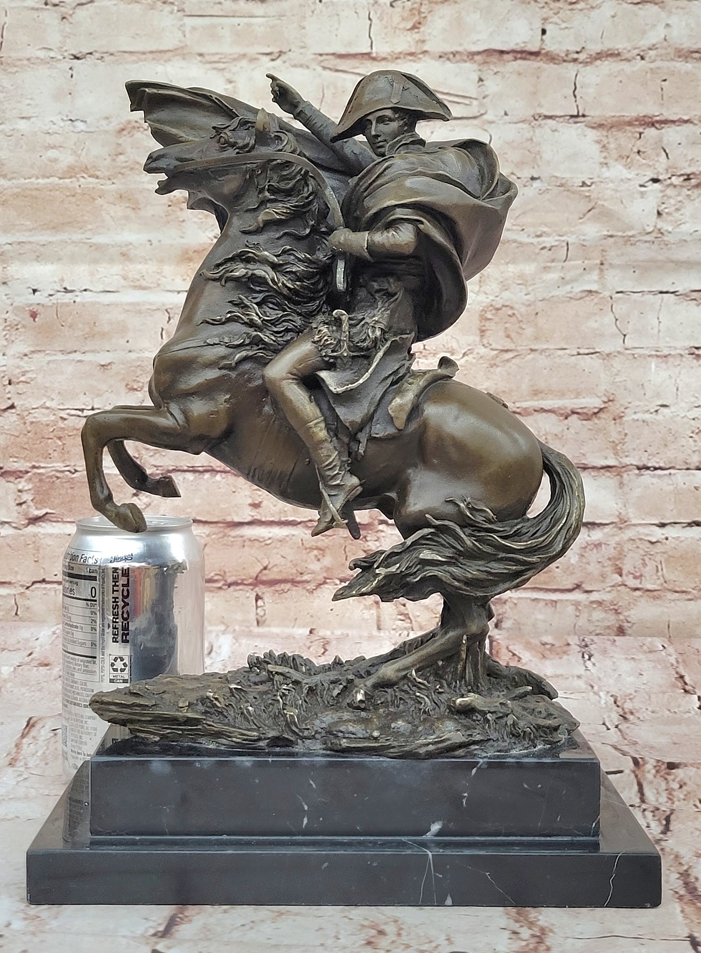 Signed Carpeaux Napoleon Bonaparte on Horse Bronze Sculpture Hot Cast Figurine