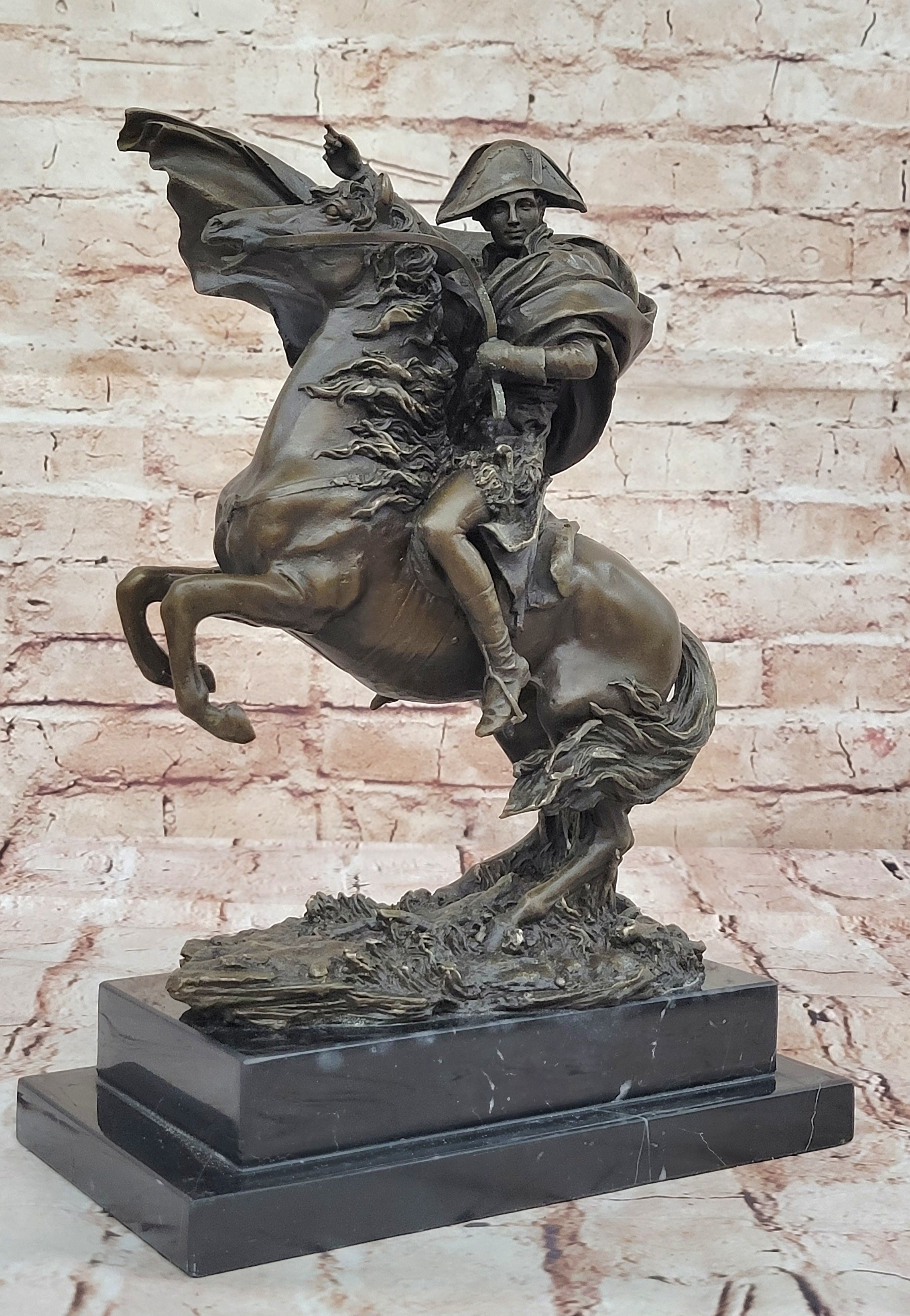 Signed Carpeaux Napoleon Bonaparte on Horse Bronze Sculpture Hot Cast Figurine