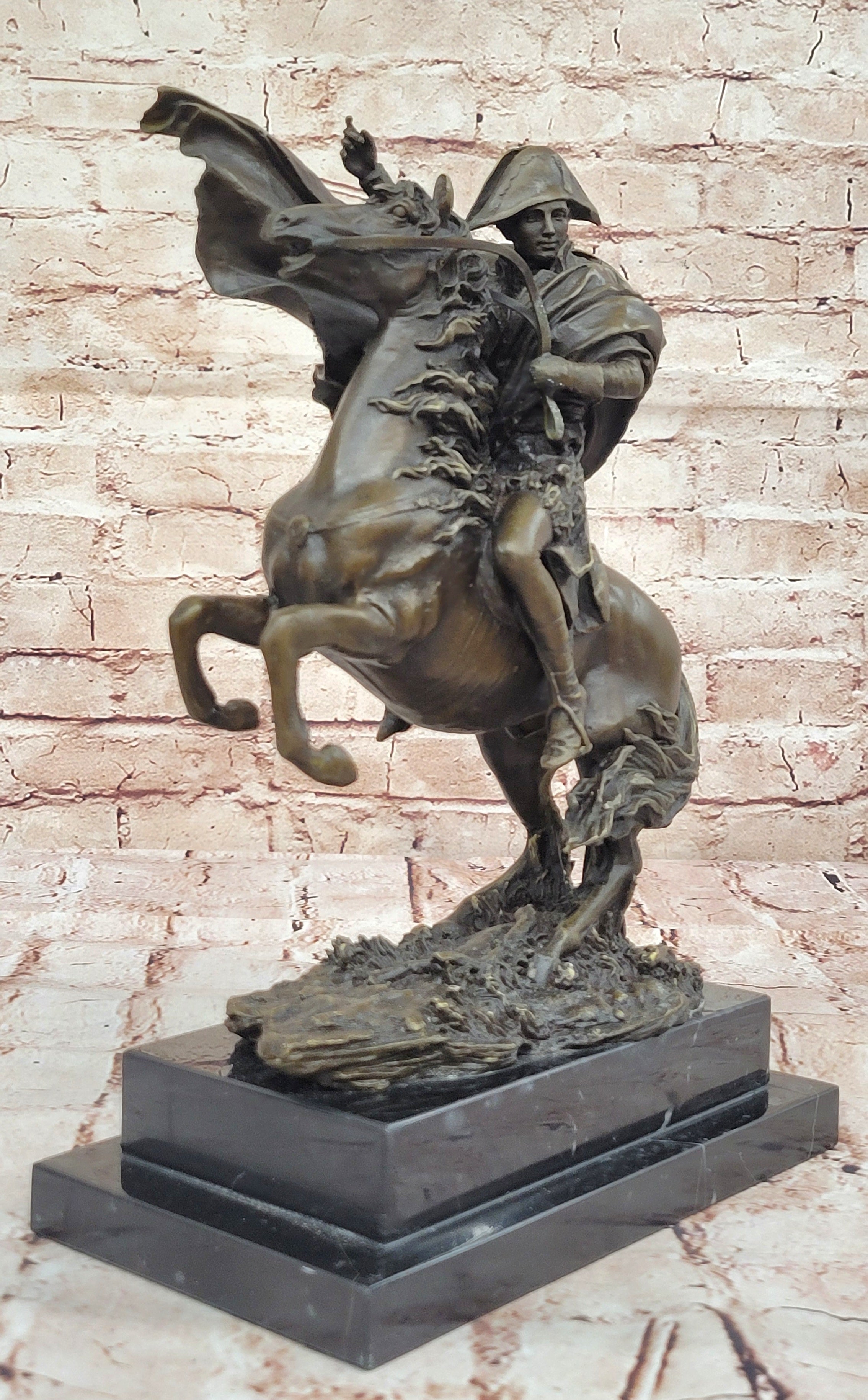 Signed Carpeaux Napoleon Bonaparte on Horse Bronze Sculpture Hot Cast Figurine
