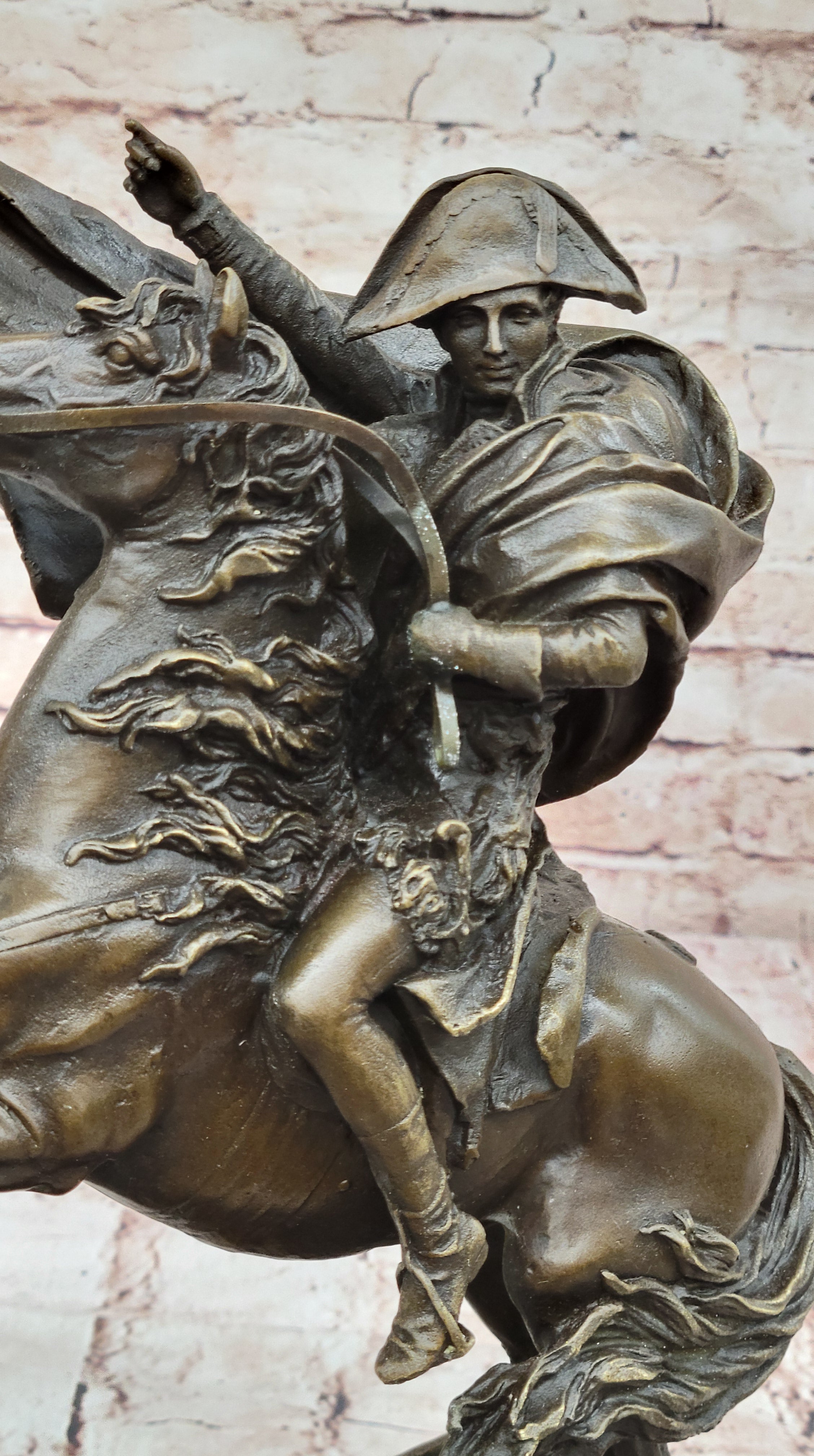 Signed Carpeaux Napoleon Bonaparte on Horse Bronze Sculpture Hot Cast Figurine