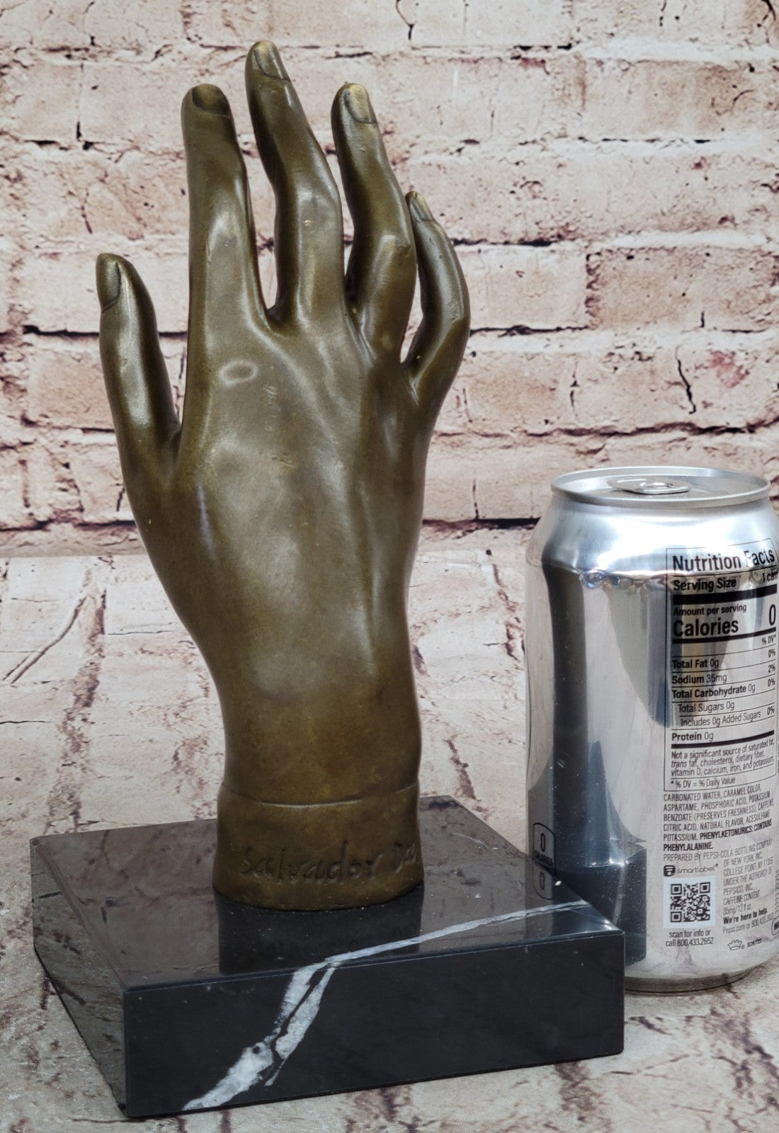 Salvador Dali Inspired Woman`s Hand Bronze Sculpture: Intricate Figurine