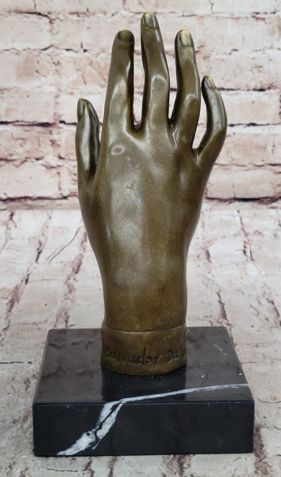 Salvador Dali Inspired Woman`s Hand Bronze Sculpture: Intricate Figurine